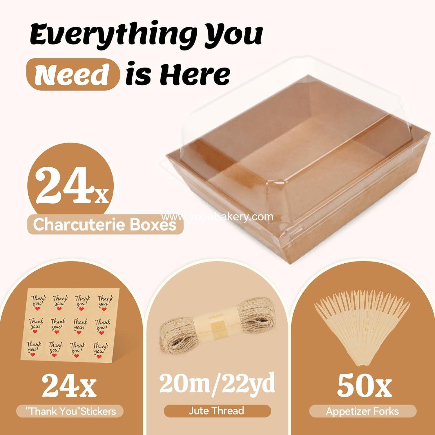 Wholesale 24 Pack Small Charcuterie Boxes with Clear Lids, Mini Disposable Food Containers, Ideal for Sandwiches, Cookies, Sushi, Cake Slices, and Strawberries - Factory