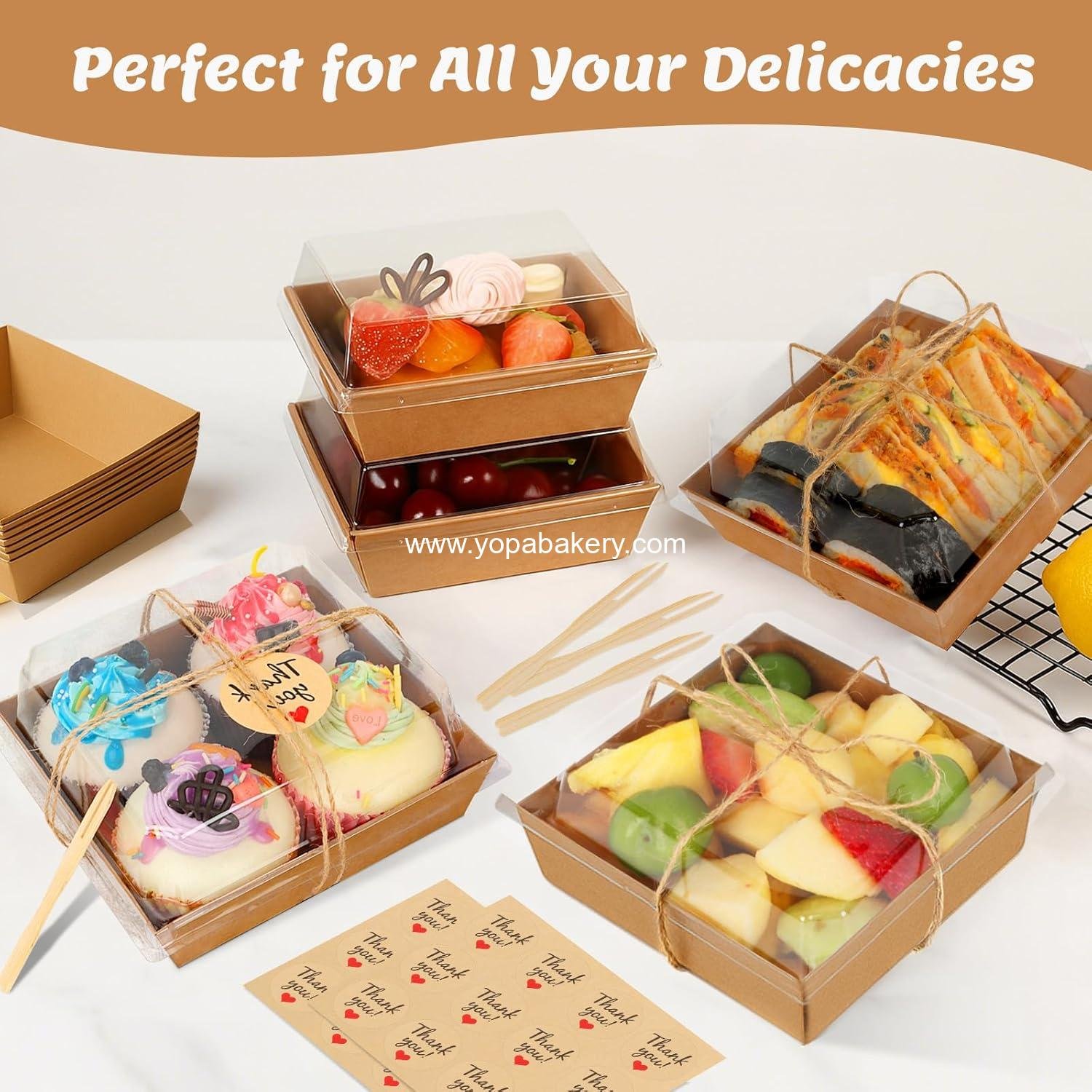 Wholesale 24 Pack Small Charcuterie Boxes with Clear Lids, Mini Disposable Food Containers, Ideal for Sandwiches, Cookies, Sushi, Cake Slices, and Strawberries - Factory