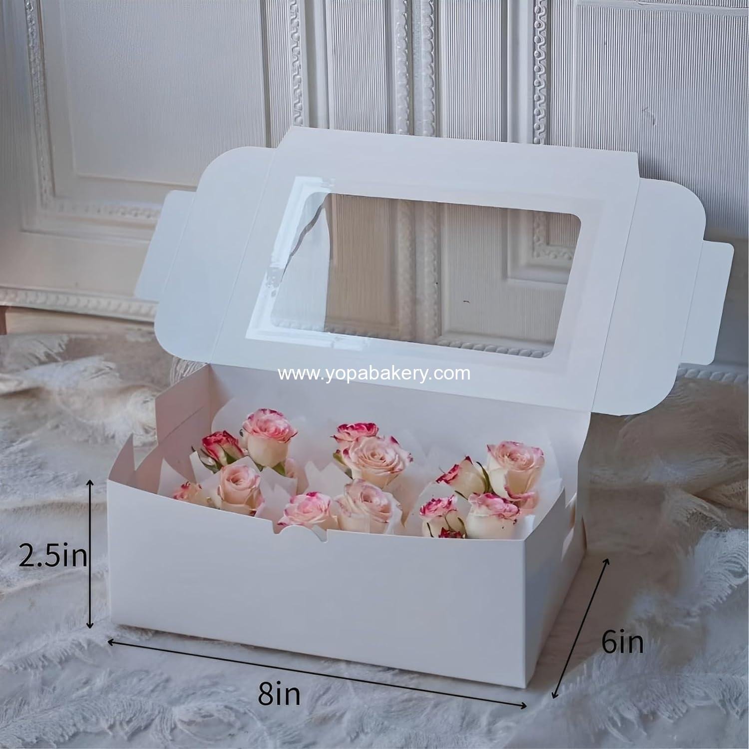 Wholesale 20pcs White Cookie Boxes with Window, 8x6x2.5In Pastry Boxes for Gift Giving Treats, Bread, Donuts, Valentine's Day, Mother's Day, Christmas, Holiday Gatherings - Manufacturer