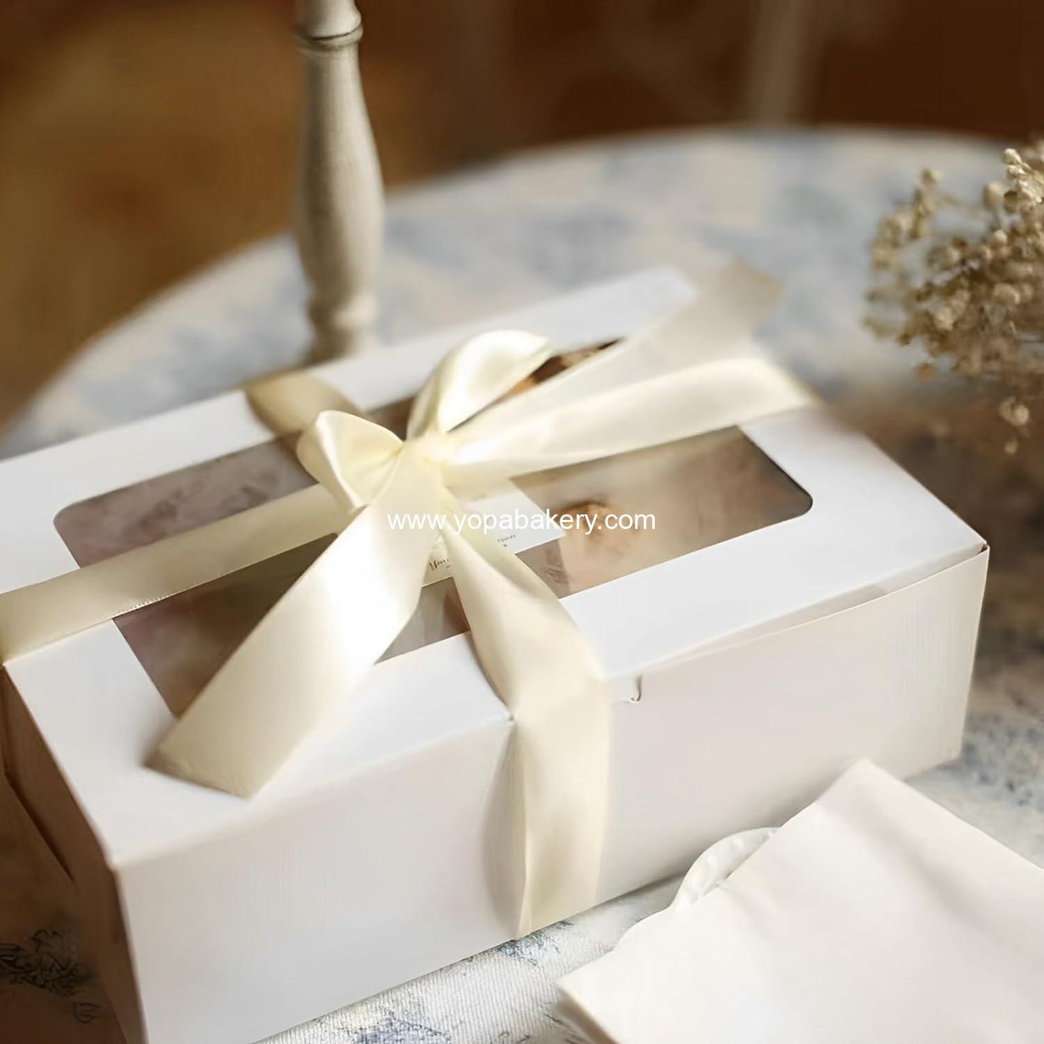 Wholesale 20pcs White Cookie Boxes with Window, 8x6x2.5In Pastry Boxes for Gift Giving Treats, Bread, Donuts, Valentine's Day, Mother's Day, Christmas, Holiday Gatherings - Manufacturer