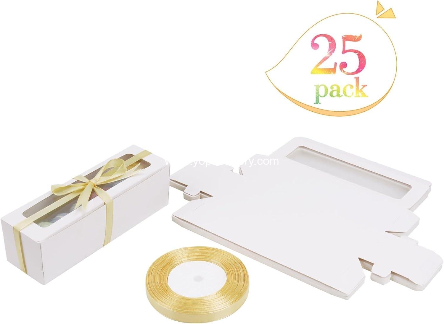 Wholesale 25 Pack Macaron Boxes for 5-7 Macarons Candy Packaging with Ribbon for Gifts (White) - Factory Wholesale 25 Pack Macaron Boxes for 5-7 Macarons Candy Packaging with Ribbon for Gifts (White) - Factory