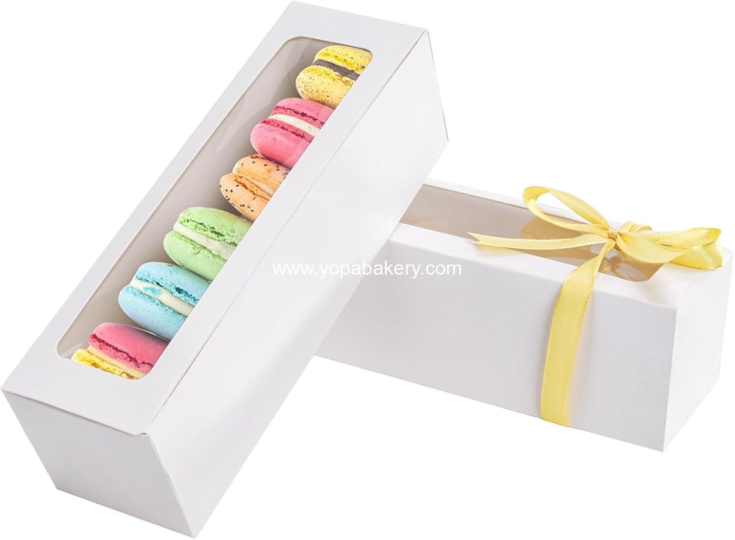 Wholesale 25 Pack Macaron Boxes for 5-7 Macarons Candy Packaging with Ribbon for Gifts (White) - Factory
