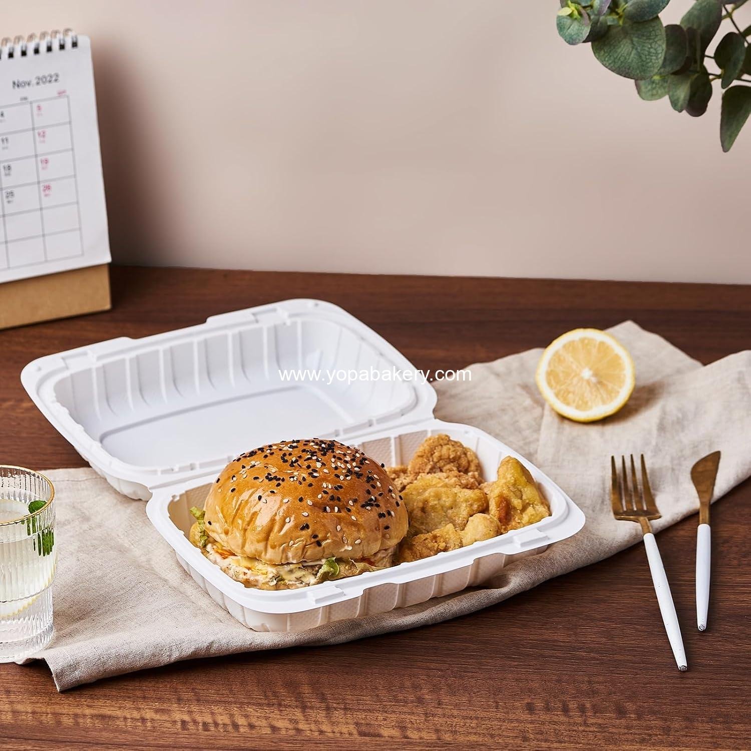 Wholesale 9X6 Heavy Duty 1-Compartment Plastic Clamshell Food Containers 50-Pack for Sandwich Salad Disposable Hinged Snap Lid Factory