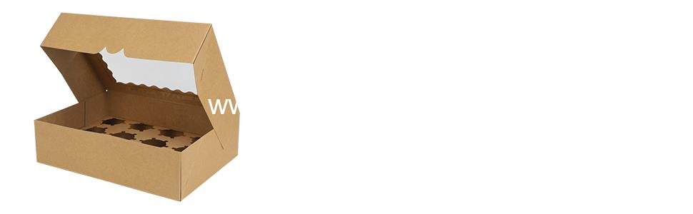 Wholesale Auto-Popup Cupcake Boxes for 12 Standard Cupcakes, Food Grade Kraft Containers with Windows and Inserts (6-Set, Brown) - Factory