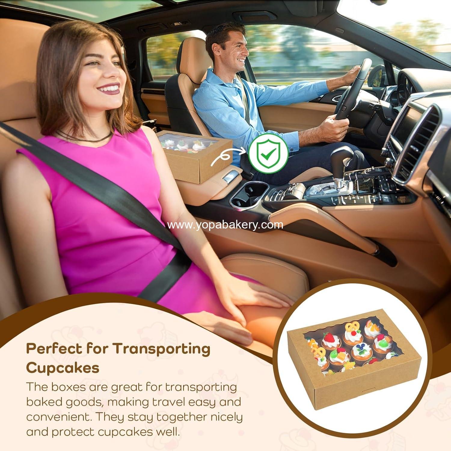 Wholesale Auto-Popup Cupcake Boxes for 12 Standard Cupcakes, Food Grade Kraft Containers with Windows and Inserts (6-Set, Brown) - Factory