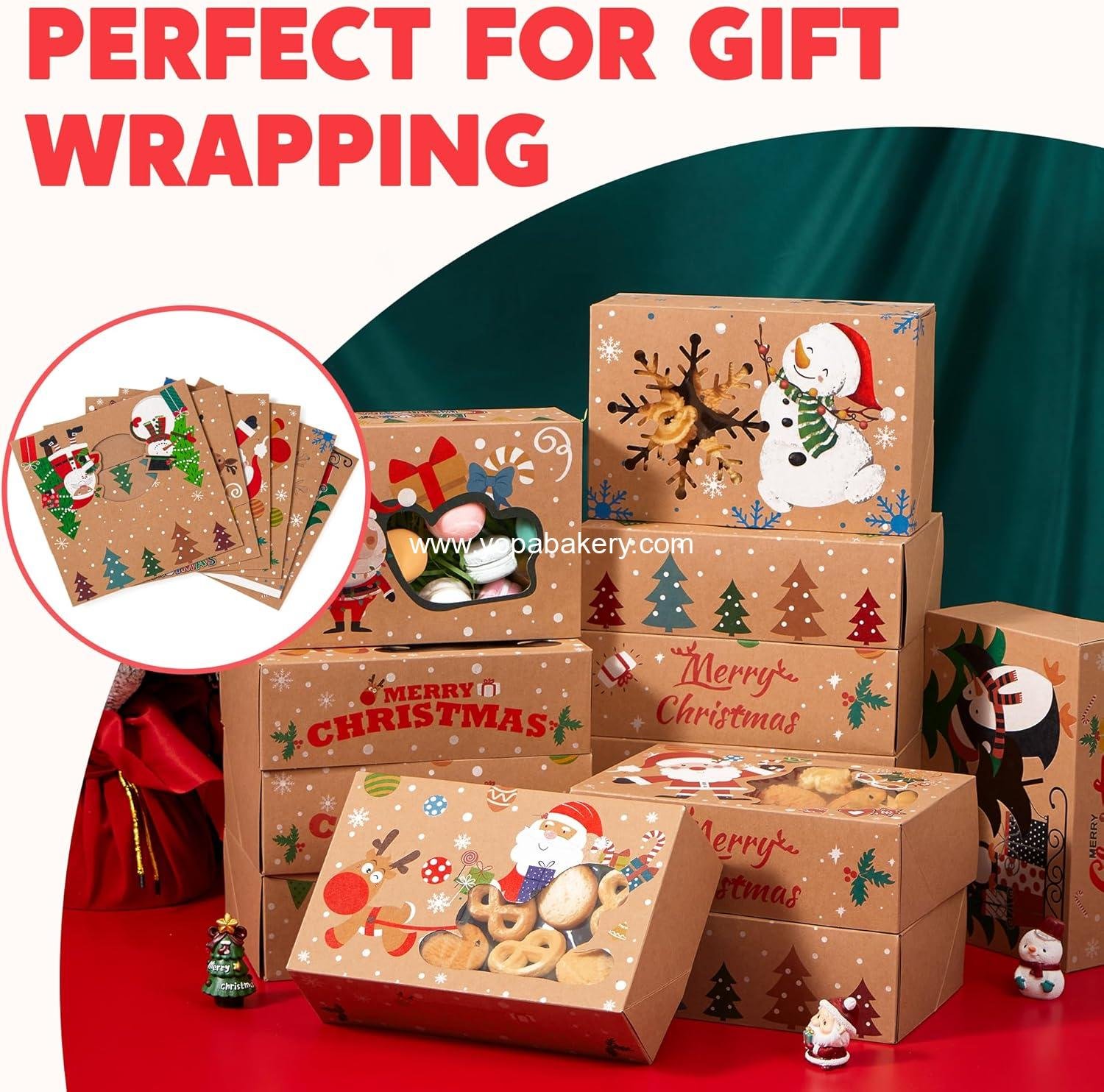Wholesale 24PCS Christmas Cookie Boxes for Gift Giving, 8.75