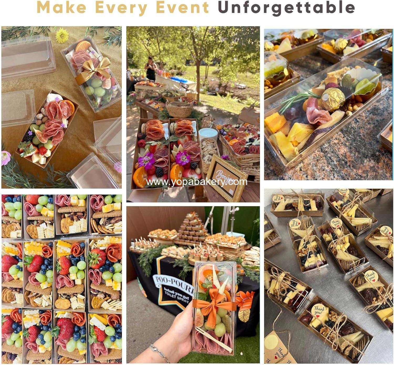 Wholesale 50 Pack Small Charcuterie Boxes 7.5x3.3 Inches with Clear Lids - Paper Mini Treat Box for Dessert, Cookie, Cake Slice, Chocolate Strawberry, Donut (Brown) Factory