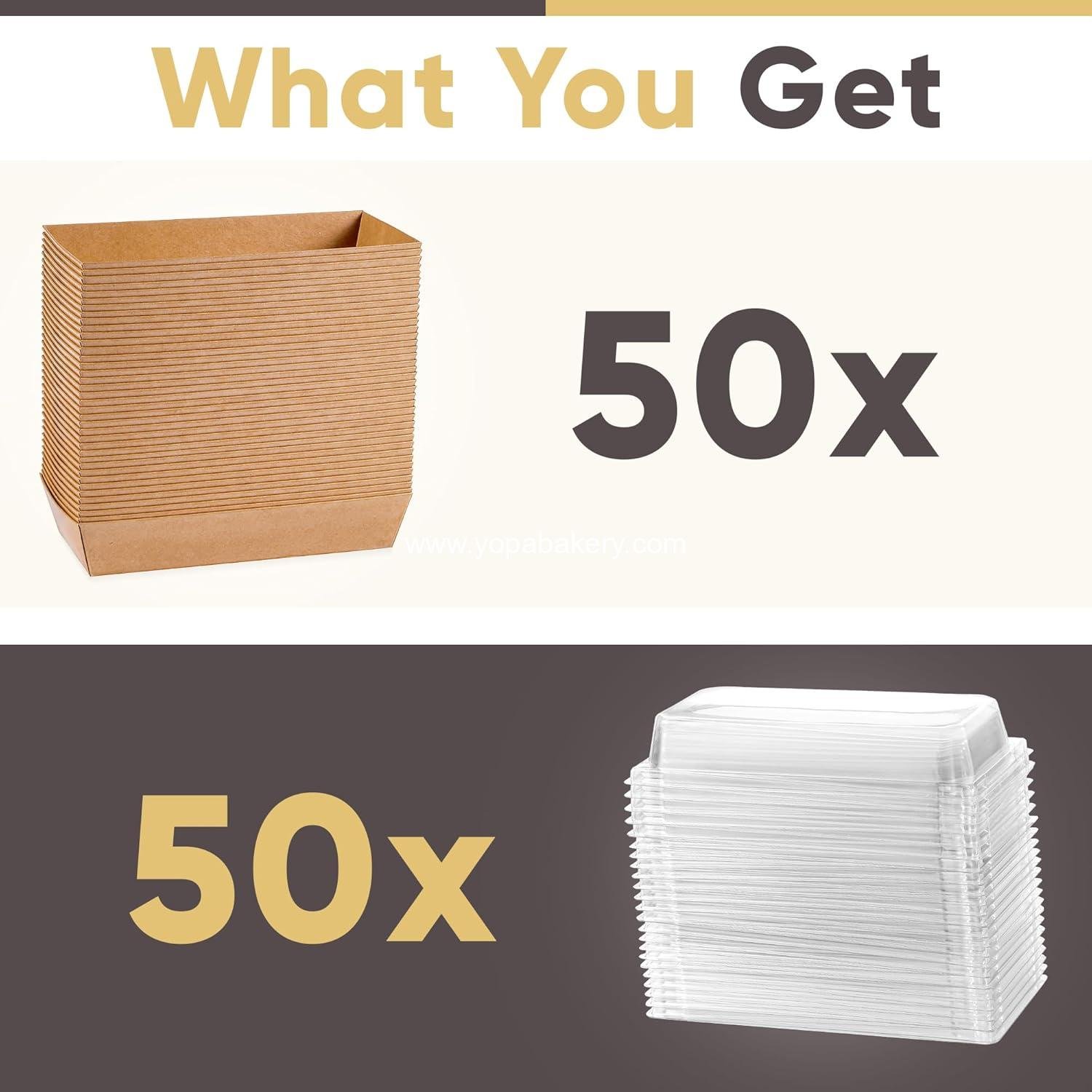 Wholesale 50 Pack Small Charcuterie Boxes 7.5x3.3 Inches with Clear Lids - Paper Mini Treat Box for Dessert, Cookie, Cake Slice, Chocolate Strawberry, Donut (Brown) Factory