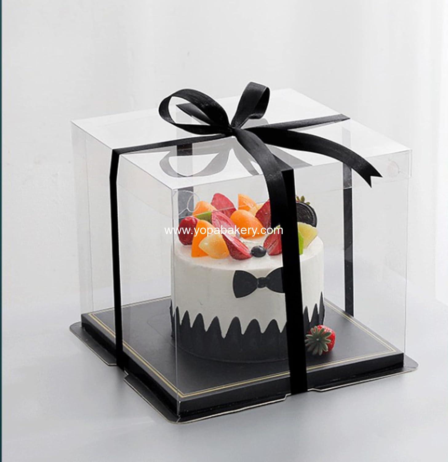 Wholesale 6Pcs Tall Cake Boxes Clear with Ribbon 12x12x10 inch Ideal for Large 10