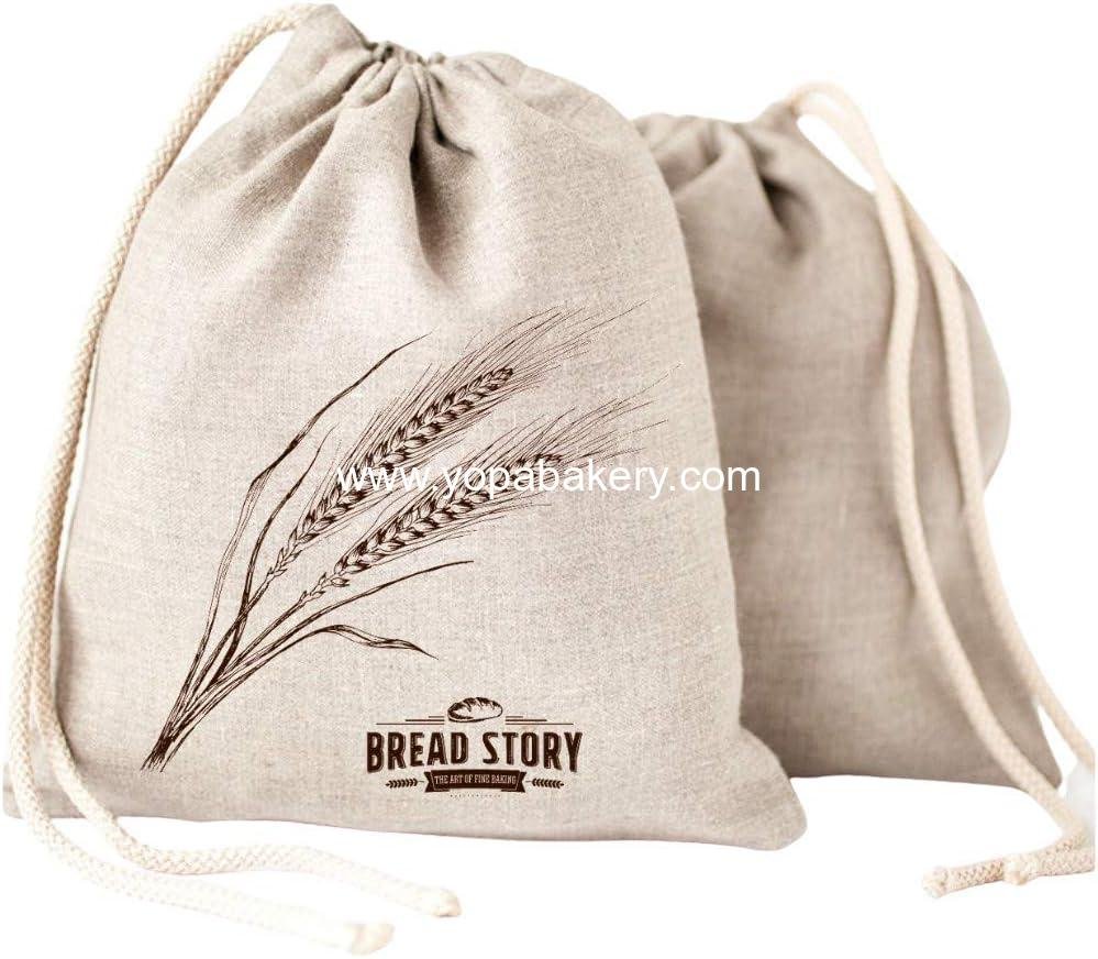 OEM Linen Bread Bag – Reusable Cloth Bags for Homemade Bread & Sourdough, Ideal for Artisan Loaves & Pastries, Unbleached Natural Fabric with Drawstring Closure, 11 x 15", 2-Pack, Factory