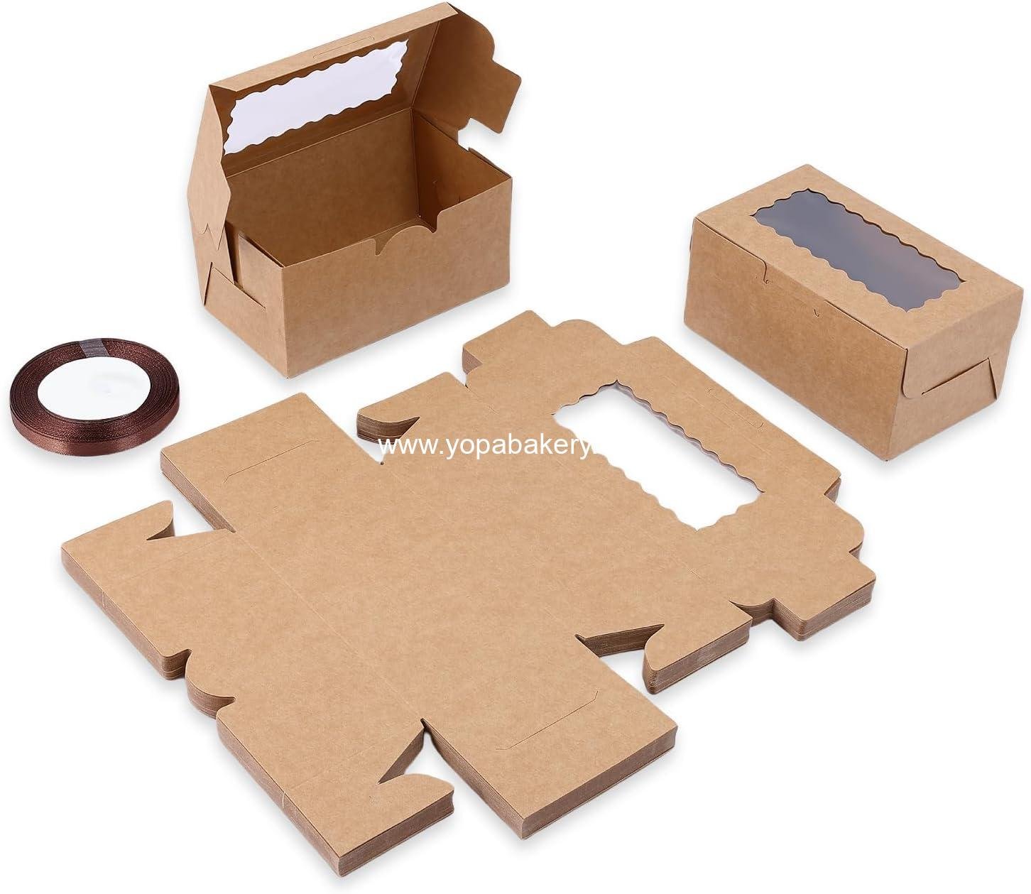Wholesale 65 PCS Brown Bakery Boxes with Window - 6.29x3.54x2.95 Inches for Cookies, Pastries, Cupcakes, Treats, and Small Gifts - OEM Factory