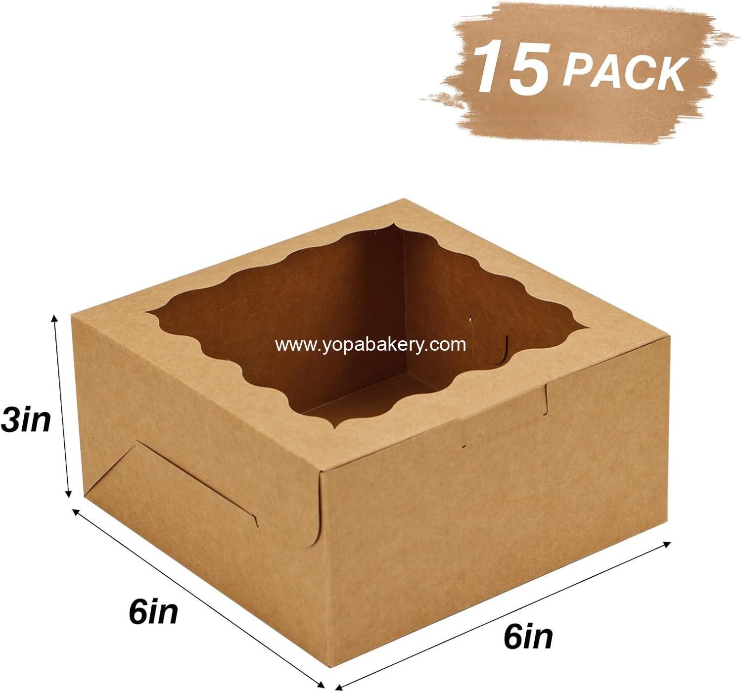 Wholesale 15pcs Cookie Boxes with Window, 6x6x3in Brown Bakery Boxes for Treats, Small Cakes, Desserts, Donuts, Pastries - Manufacturer Wholesale 15pcs Cookie Boxes with Window, 6x6x3in Brown Bakery Boxes for Treats, Small Cakes, Desserts, Donuts, Pastries - Manufacturer