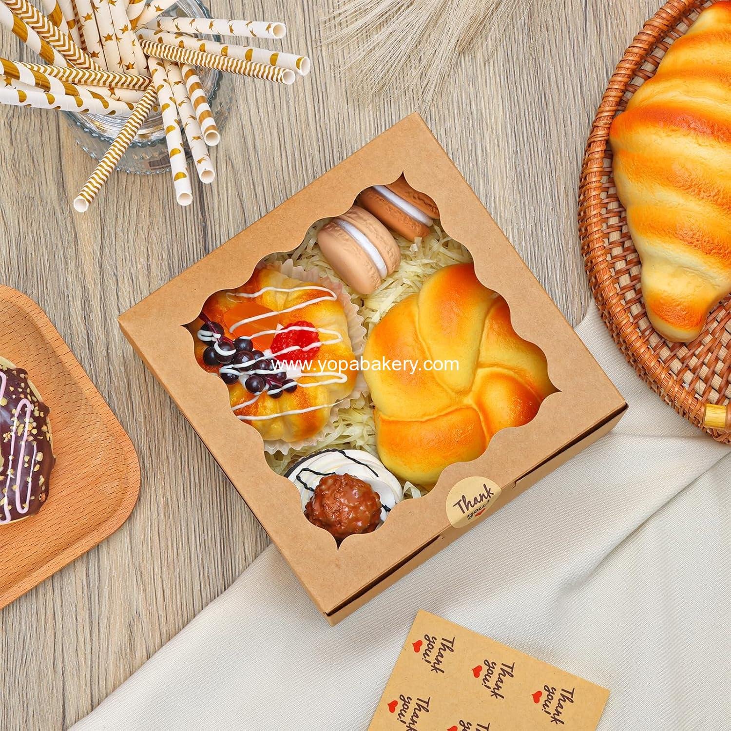 Wholesale 15pcs Cookie Boxes with Window, 6x6x3in Brown Bakery Boxes for Treats, Small Cakes, Desserts, Donuts, Pastries - Manufacturer Wholesale 15pcs Cookie Boxes with Window, 6x6x3in Brown Bakery Boxes for Treats, Small Cakes, Desserts, Donuts, Pastries - Manufacturer