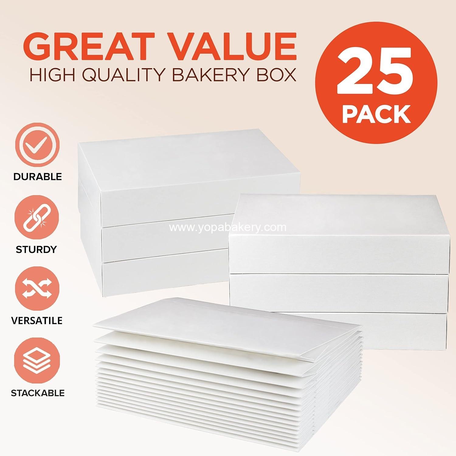 Wholesale 25 Pack Auto-Popup White Bakery Box 12x8x2.25'' - Holds 6 Donuts, Ideal for Cookies, Brownies, Pastries, and Breads - OEM Factory Wholesale 25 Pack Auto-Popup White Bakery Box 12x8x2.25'' - Holds 6 Donuts, Ideal for Cookies, Brownies, Pastries, and Breads - OEM Factory