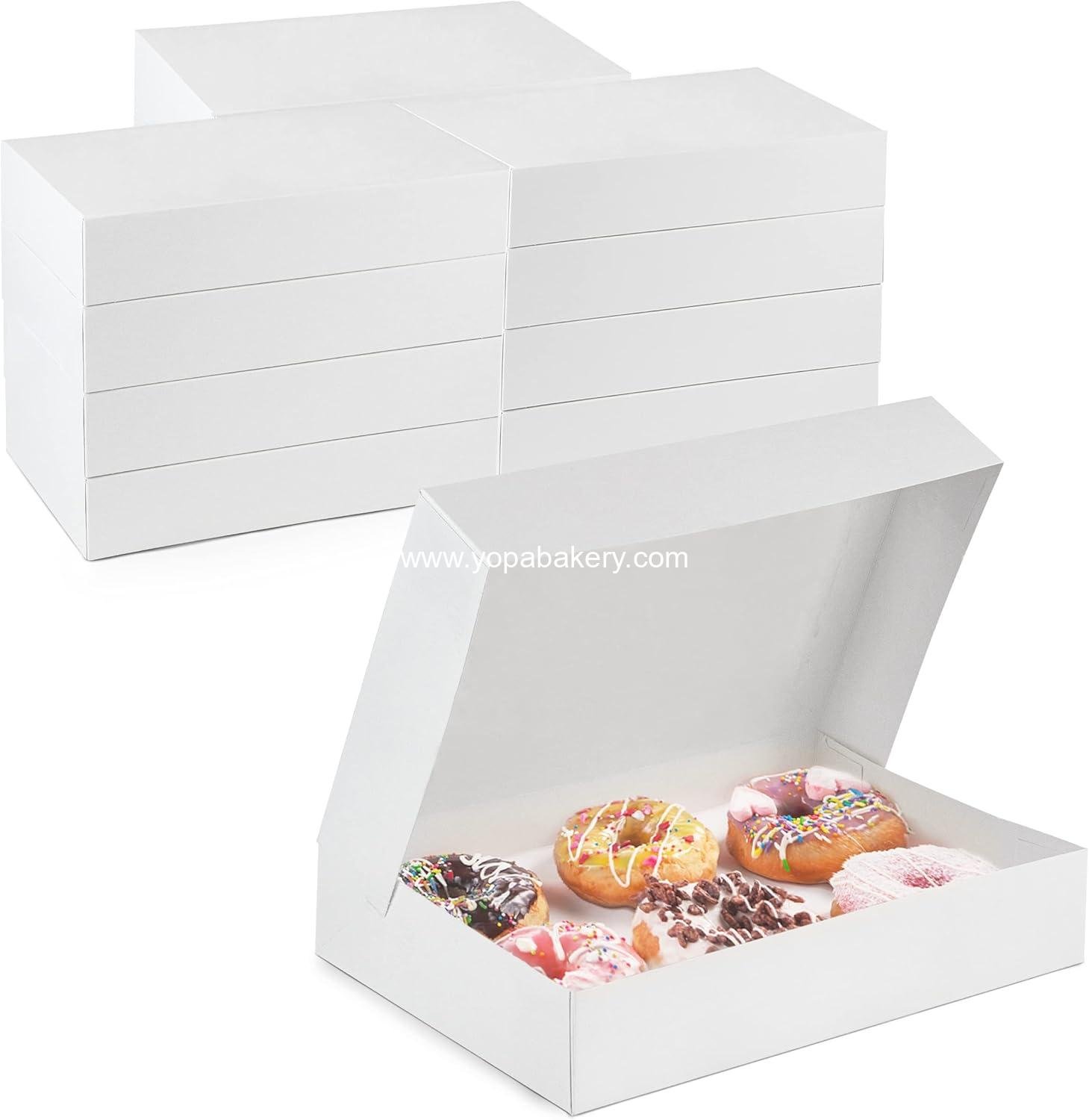 Fit Meal Prep 25 Pack 12x8x2.25'' White Bakery Box - Holds 6 Donuts, Auto-Popup Cardboard Gift Packaging and Baking Containers, Cookies, Brownies, Pastry and Bread Boxes