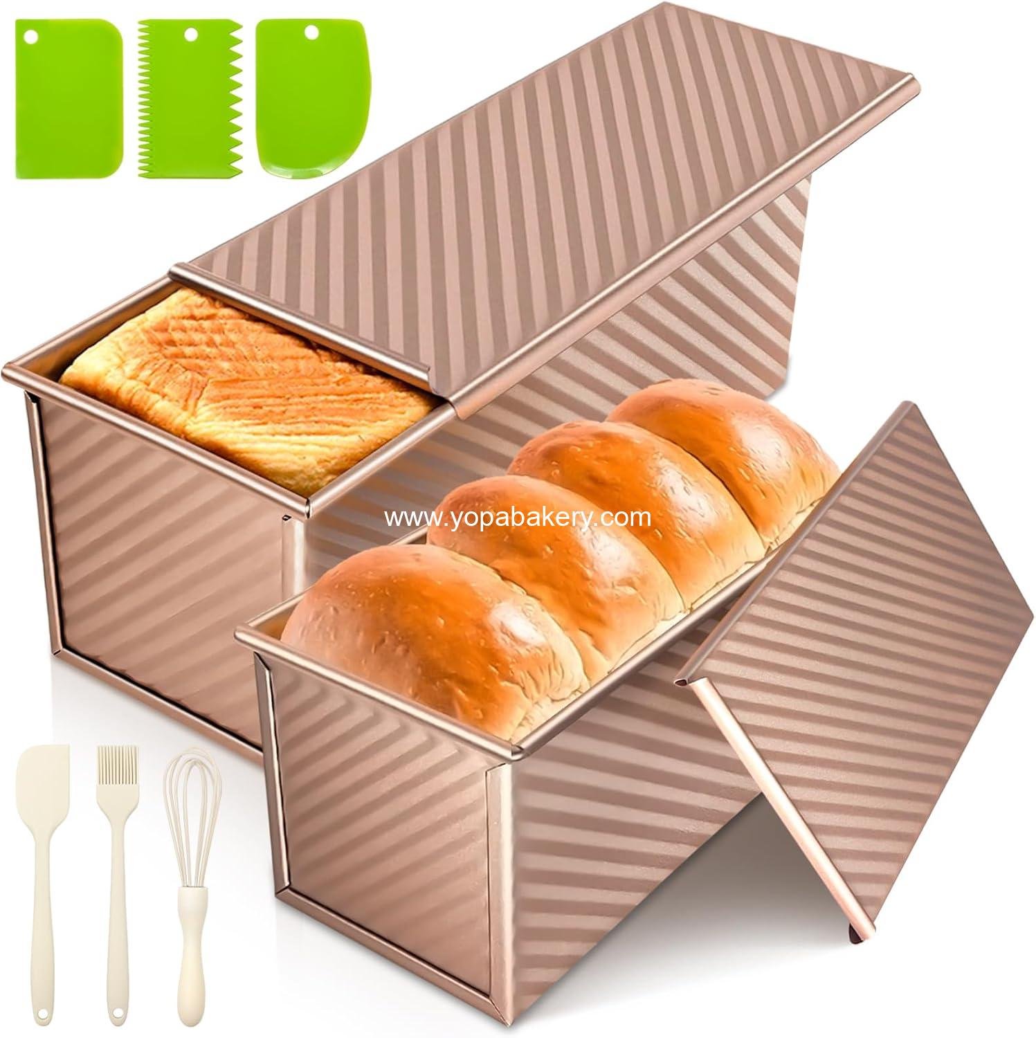 Wholesale 2-Pack Bread Loaf Pan with Lids – 1 LB Capacity, Non-Stick Carbon Steel Pullman Pan for Homemade Sandwich and Sourdough Bread, Corrugated Toast Mold Factory