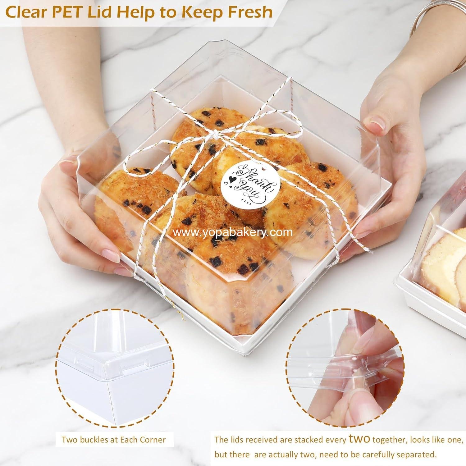 Wholesale 30 Pack Charcuterie Boxes with Clear Lids, 7x7 Inches Disposable Food Containers for Cakes, Cookies, Sandwiches, and Strawberries - Factory Wholesale 30 Pack Charcuterie Boxes with Clear Lids, 7x7 Inches Disposable Food Containers for Cakes, Cookies, Sandwiches, and Strawberries - Factory