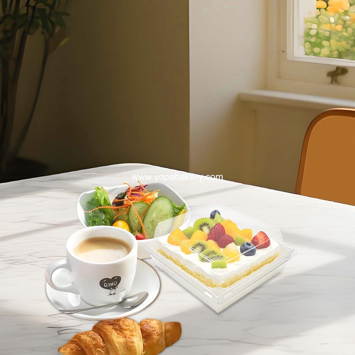 Wholesale 100 Pack Small Charcuterie Boxes with Clear Lids - 5 Inch White Disposable Square Paper Bakery Dessert Containers for Cookies, Sushi, Cake Slices, Muffins - Factory