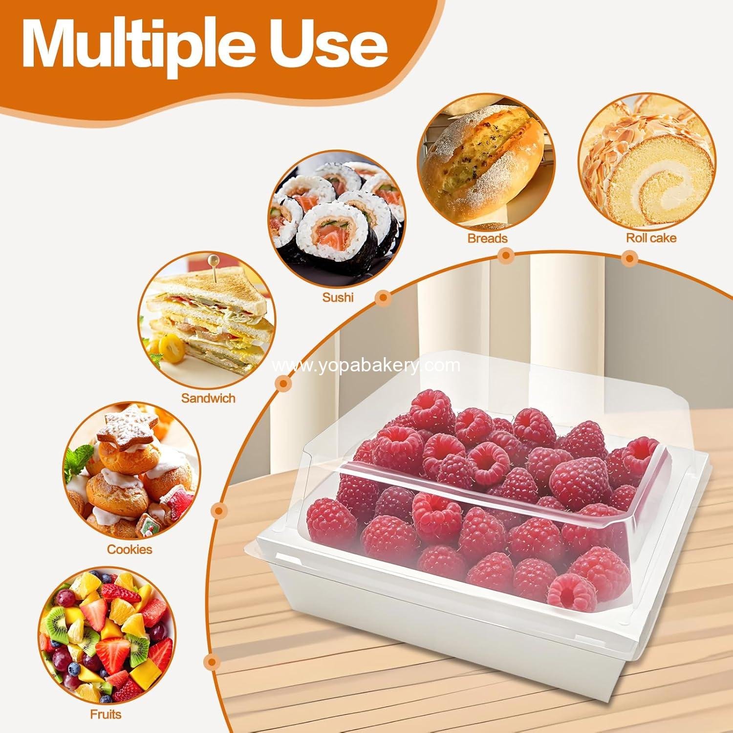 Wholesale 100 Pack Small Charcuterie Boxes with Clear Lids - 5 Inch White Disposable Square Paper Bakery Dessert Containers for Cookies, Sushi, Cake Slices, Muffins - Factory