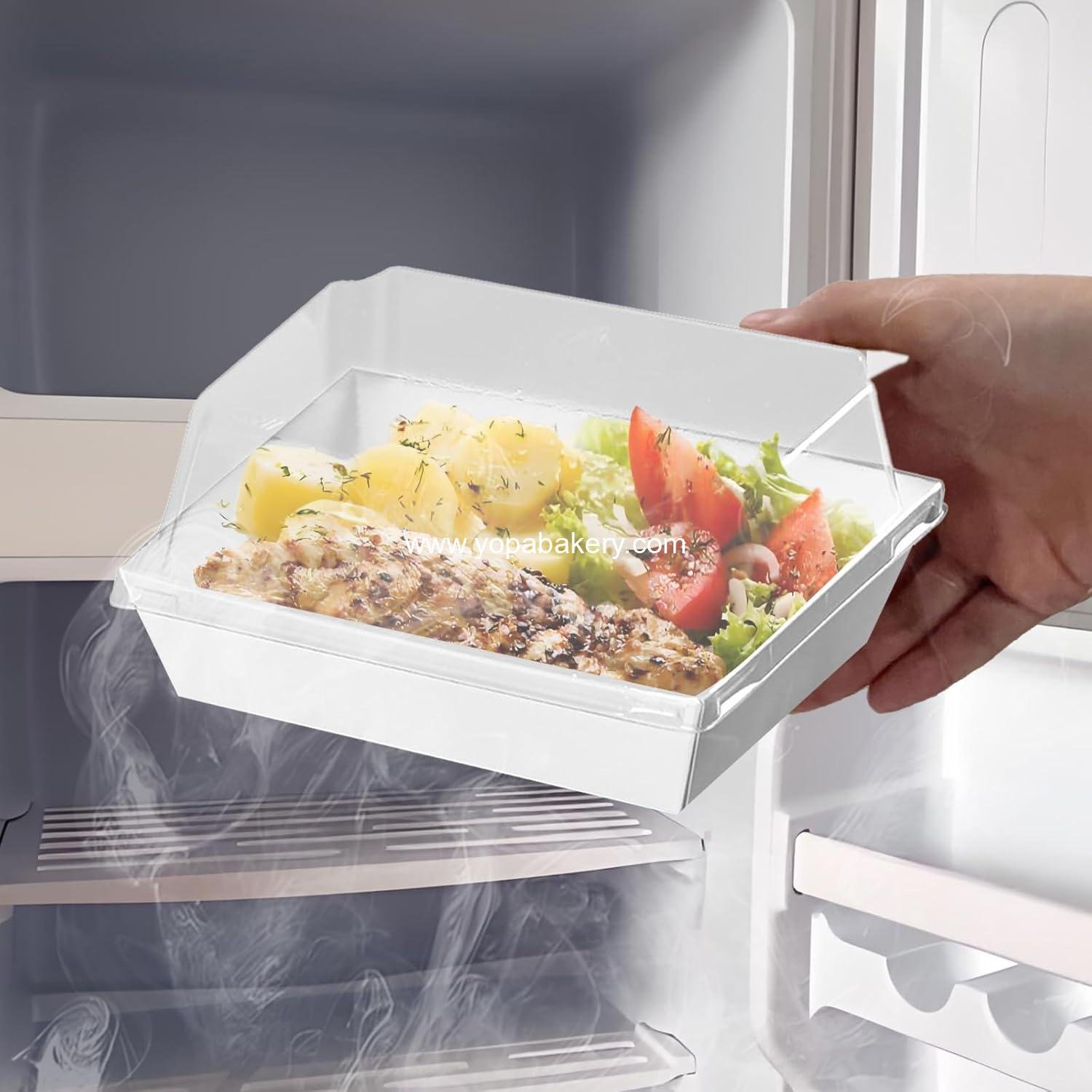 Wholesale 100 Pack Small Charcuterie Boxes with Clear Lids - 5 Inch White Disposable Square Paper Bakery Dessert Containers for Cookies, Sushi, Cake Slices, Muffins - Factory