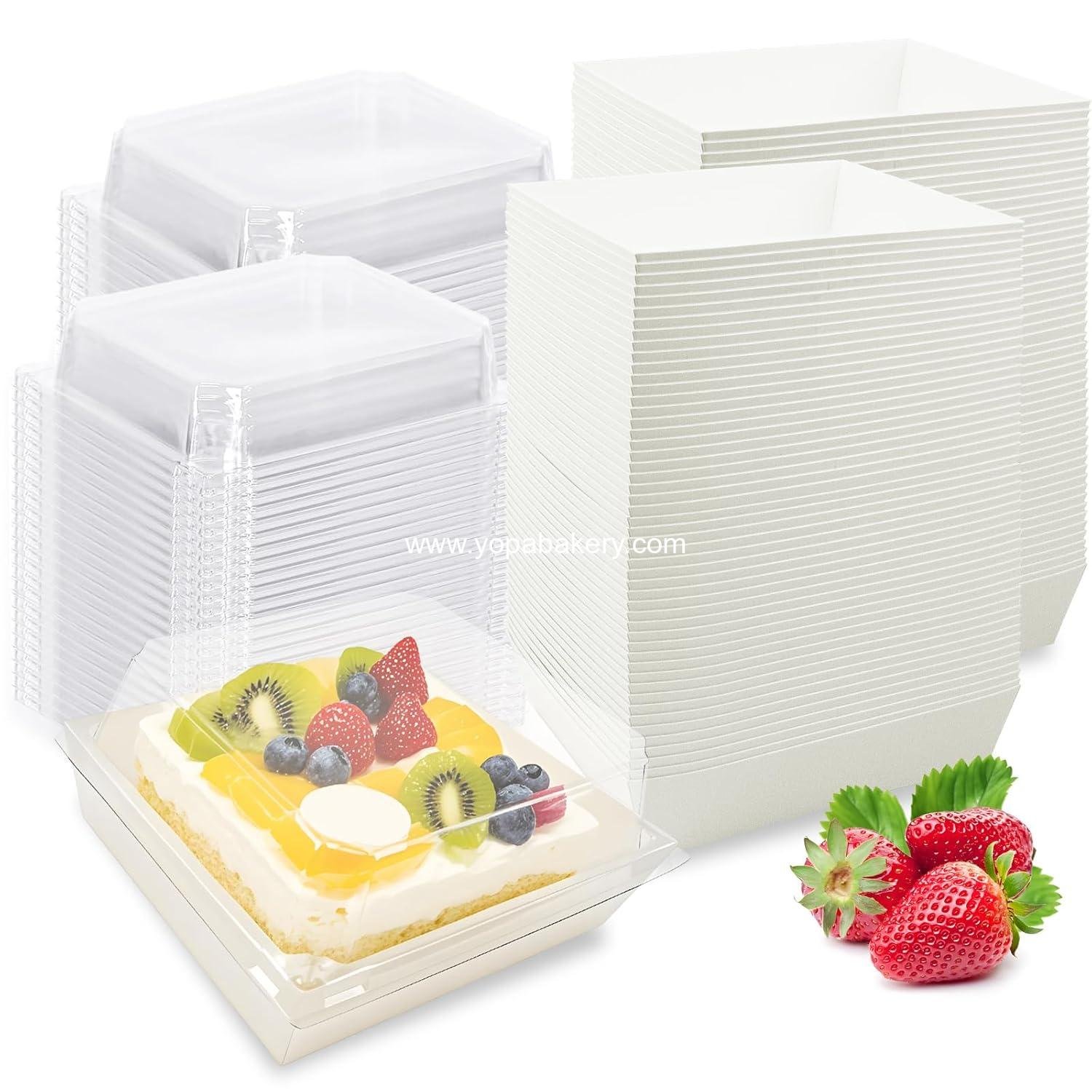 100 Pack Small Charcuterie Boxes with Clear Lids, 5 Inch White Disposable Square Paper Bakery Dessert Sandwich Box Mini to Go Food Containers for Cookie, Sushi, Cake Slice, Muffins
