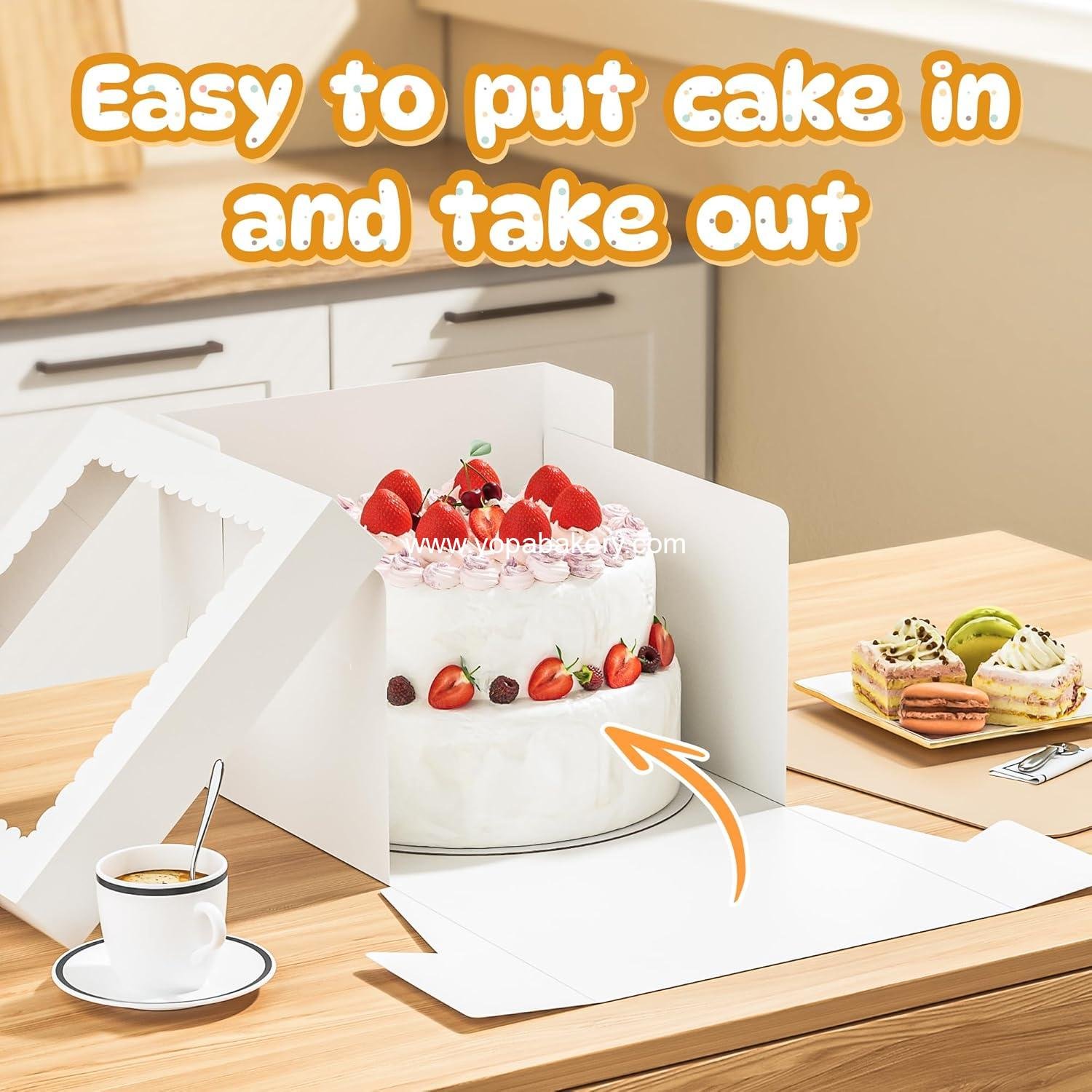 Wholesale 3 Pack Cake Boxes 10x10x8 Inches with Window, White Bakery Boxes with Cake Boards for Cakes, Cookies, Pastries, Birthday Parties, Mother's Day, Weddings Factory