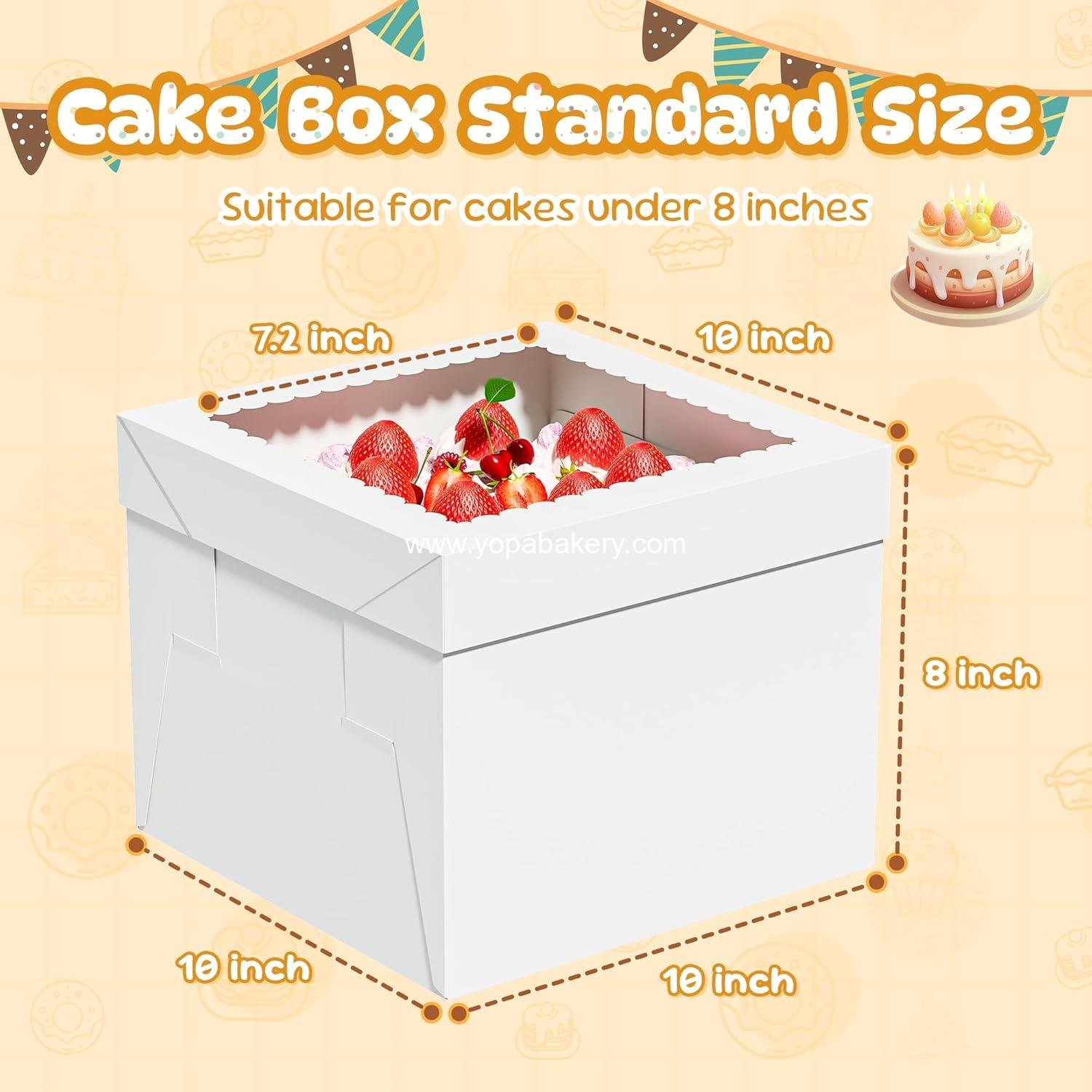 Wholesale 3 Pack Cake Boxes 10x10x8 Inches with Window, White Bakery Boxes with Cake Boards for Cakes, Cookies, Pastries, Birthday Parties, Mother's Day, Weddings Factory