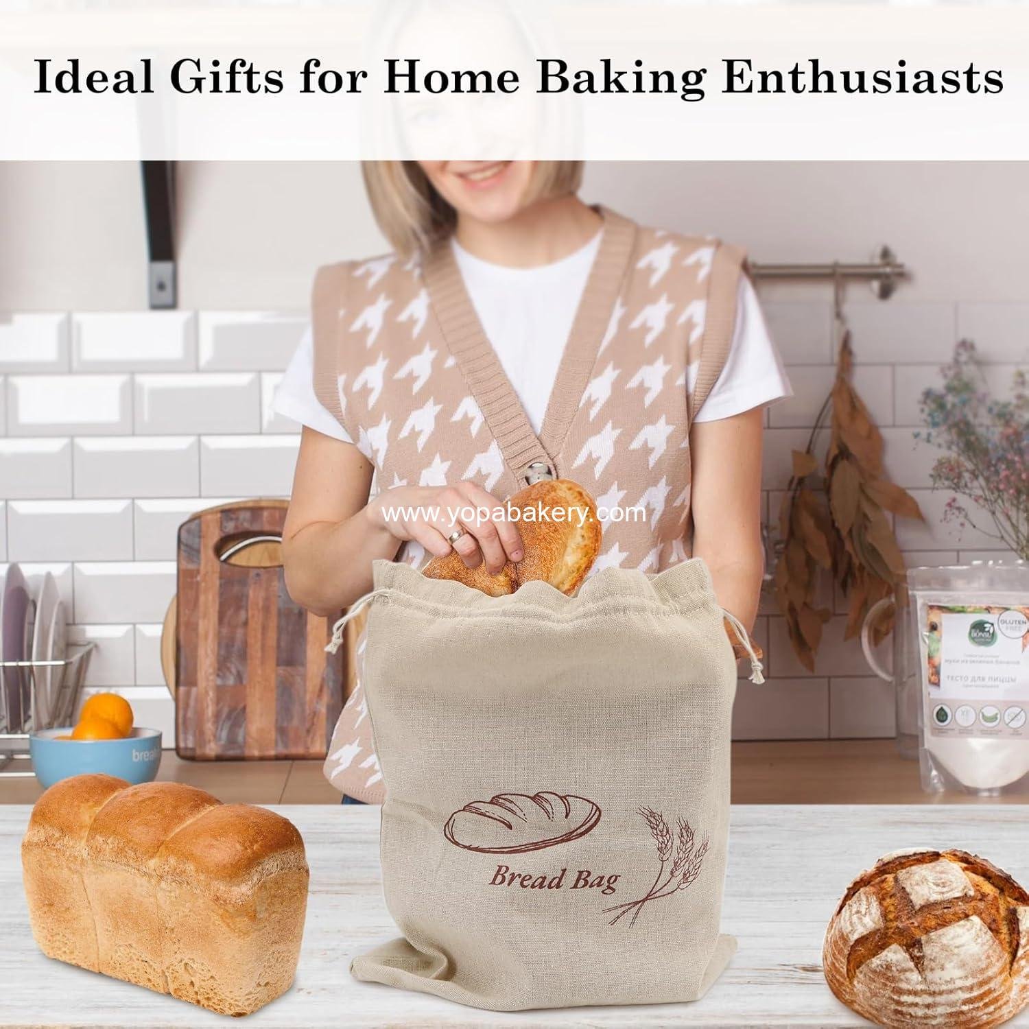 Wholesale Reusable Linen Bread Storage Bags 2 Pack with Plastic Lining, Sourdough Bread Keeper for Home Bakers, 12x15 Inch - Factory