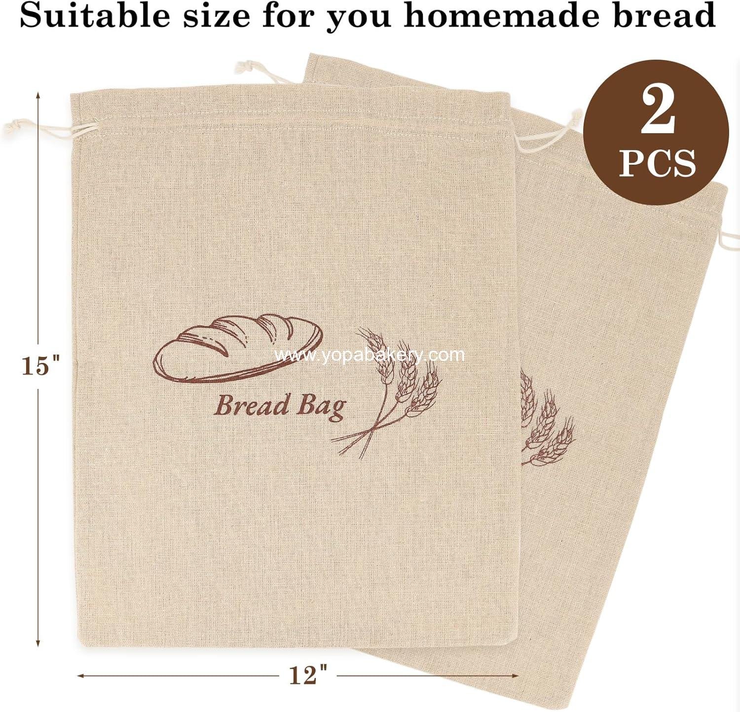 Wholesale Reusable Linen Bread Storage Bags 2 Pack with Plastic Lining, Sourdough Bread Keeper for Home Bakers, 12x15 Inch - Factory