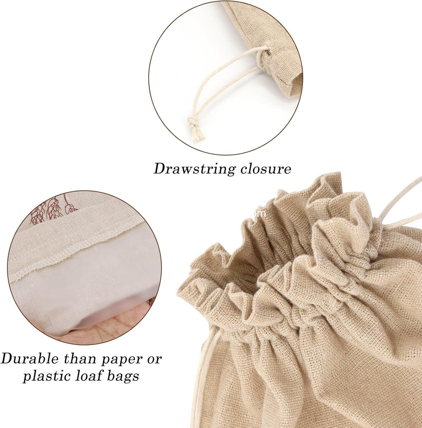 Wholesale Reusable Linen Bread Storage Bags 2 Pack with Plastic Lining, Sourdough Bread Keeper for Home Bakers, 12x15 Inch - Factory