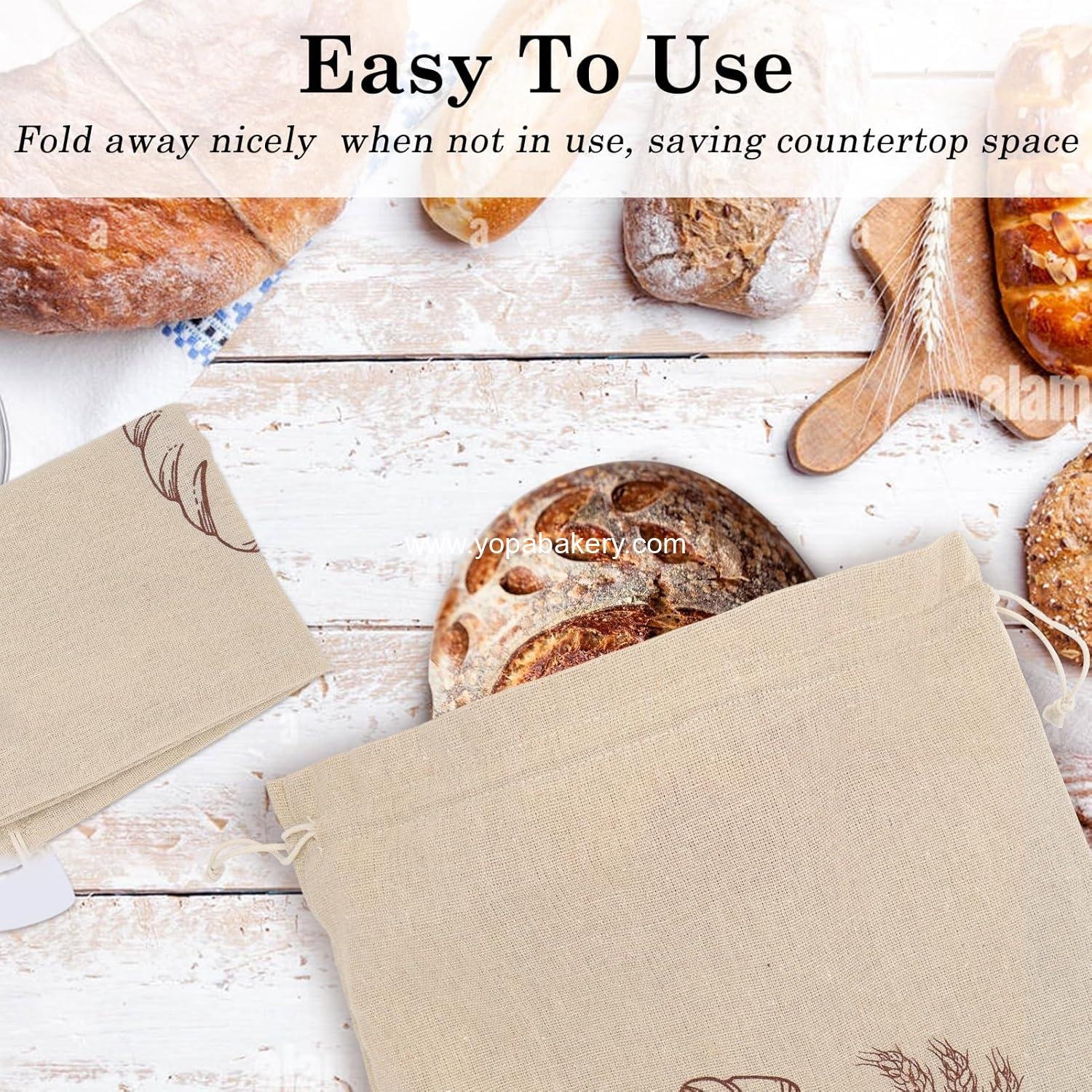 Wholesale Reusable Linen Bread Storage Bags 2 Pack with Plastic Lining, Sourdough Bread Keeper for Home Bakers, 12x15 Inch - Factory