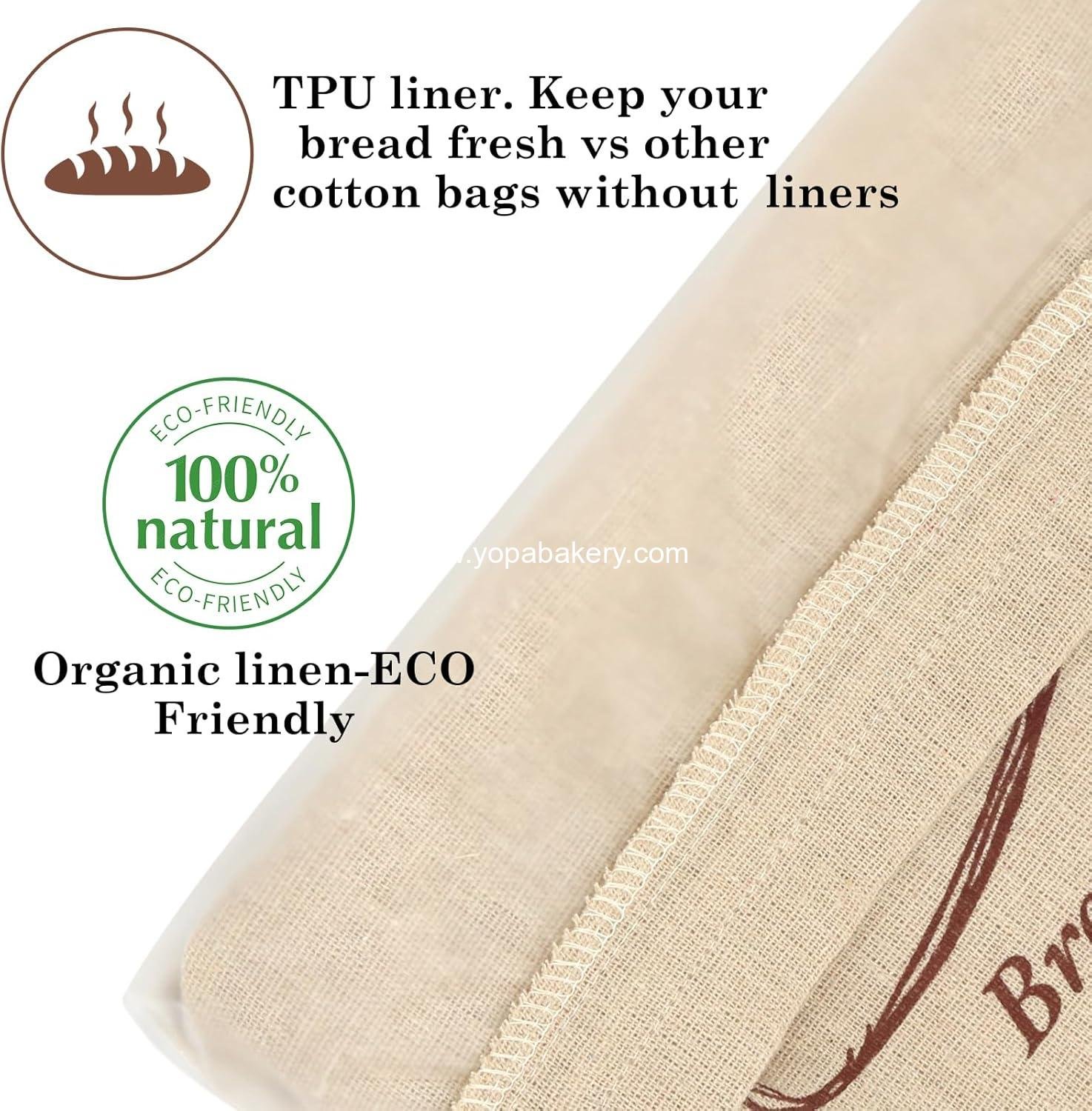 Wholesale Reusable Linen Bread Storage Bags 2 Pack with Plastic Lining, Sourdough Bread Keeper for Home Bakers, 12x15 Inch - Factory