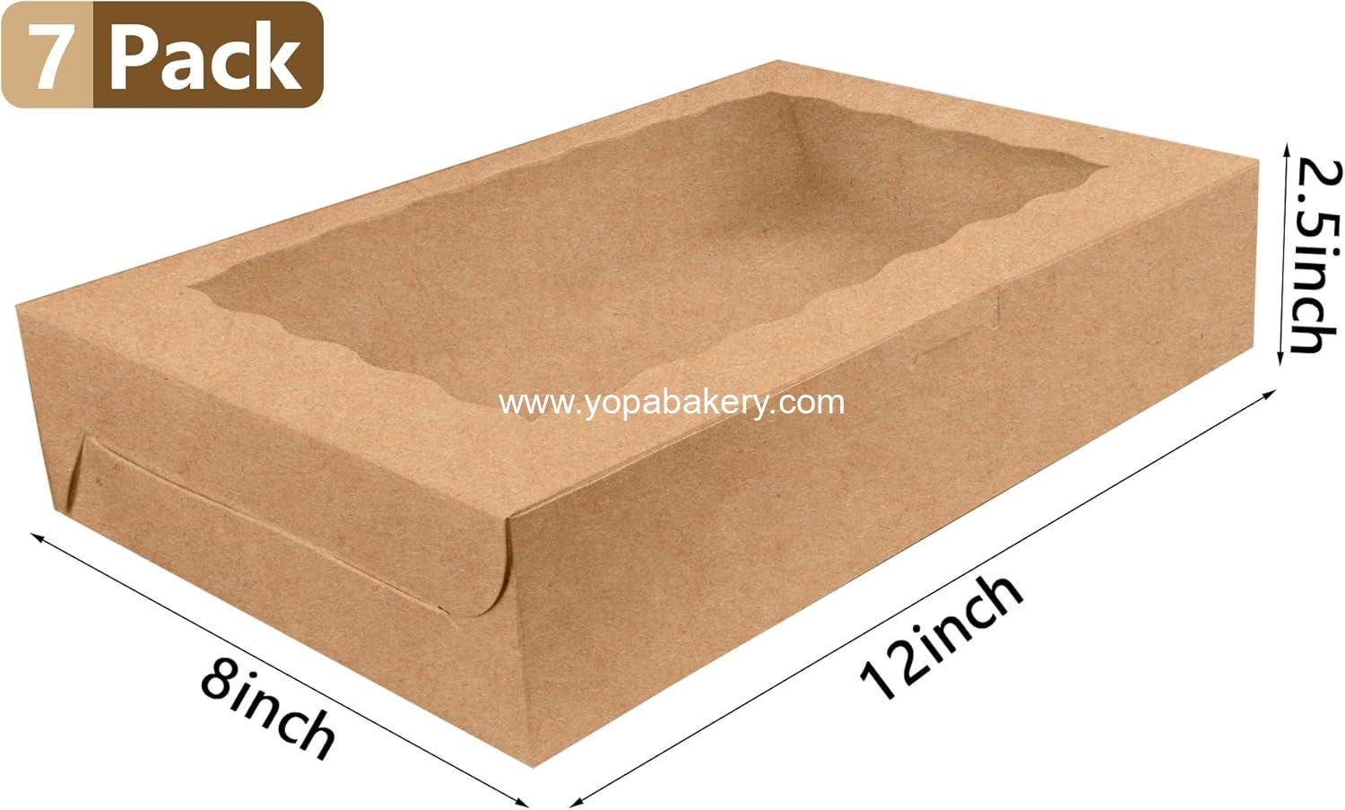 Wholesale 12x8x2.5 Inches Brown Bakery Boxes with Window for Cookies, Desserts, Cupcakes, Muffins, Donuts, Chocolate, Strawberries - Manufacturer Wholesale 12x8x2.5 Inches Brown Bakery Boxes with Window for Cookies, Desserts, Cupcakes, Muffins, Donuts, Chocolate, Strawberries - Manufacturer