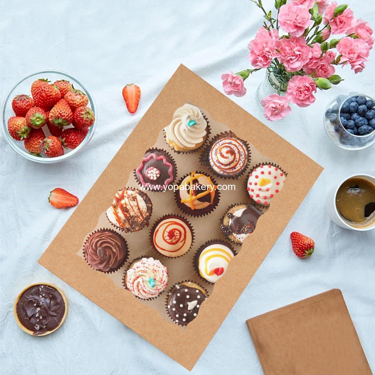 Wholesale 12x8x2.5 Inches Brown Bakery Boxes with Window for Cookies, Desserts, Cupcakes, Muffins, Donuts, Chocolate, Strawberries - Manufacturer Wholesale 12x8x2.5 Inches Brown Bakery Boxes with Window for Cookies, Desserts, Cupcakes, Muffins, Donuts, Chocolate, Strawberries - Manufacturer