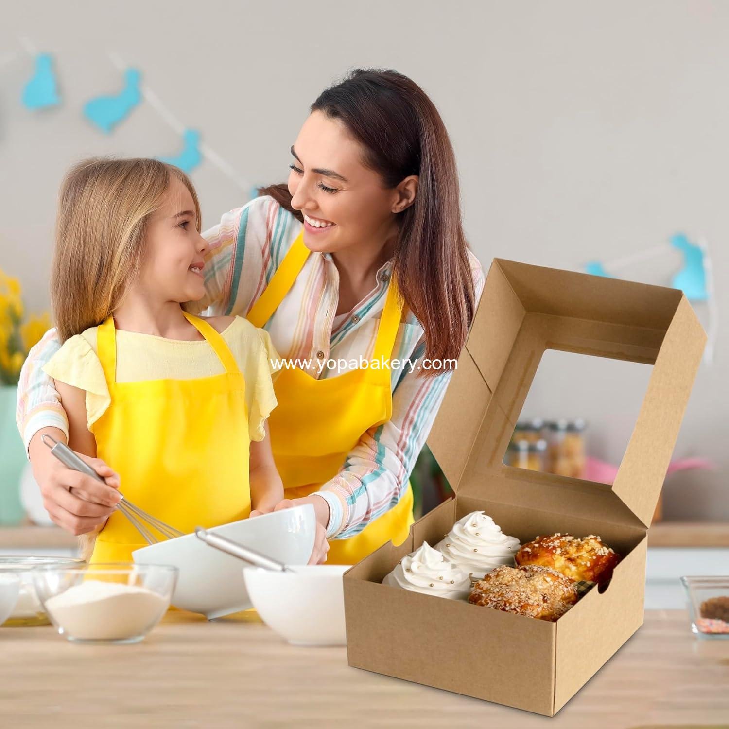 Wholesale 6x6x3 Bakery Cookie Boxes with Window, Kraft Paper Cupcake Treat Pastry Food Boxes for Baked Goods, 30 Sets Factory Wholesale 6x6x3 Bakery Cookie Boxes with Window, Kraft Paper Cupcake Treat Pastry Food Boxes for Baked Goods, 30 Sets Factory