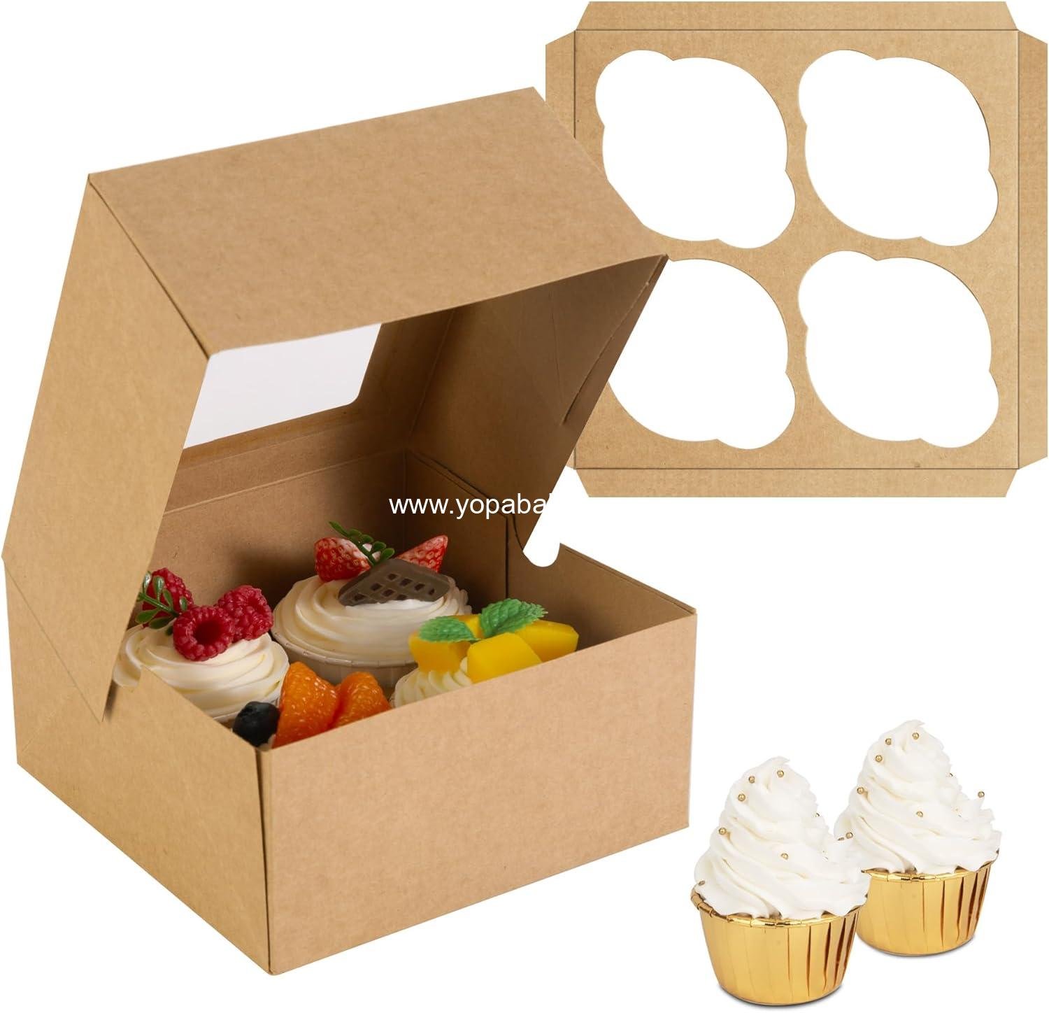 Wholesale 6x6x3 Bakery Cookie Boxes with Window, Kraft Paper Cupcake Treat Pastry Food Boxes for Baked Goods, 30 Sets Factory