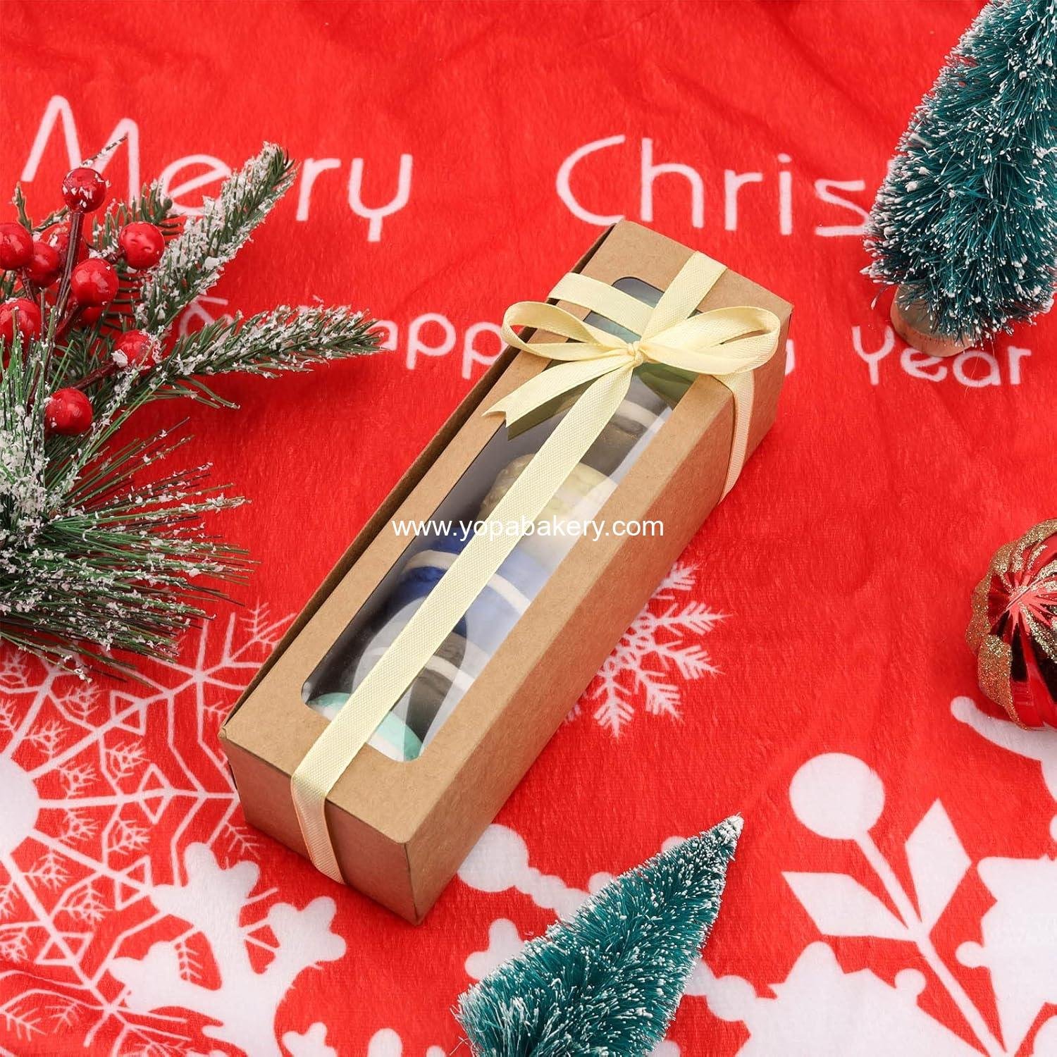 Wholesale 25 Pack Macaron Boxes for 5-7 Macarons, Brown Packaging with Ribbon for Candy Gift Giving - Manufacturer