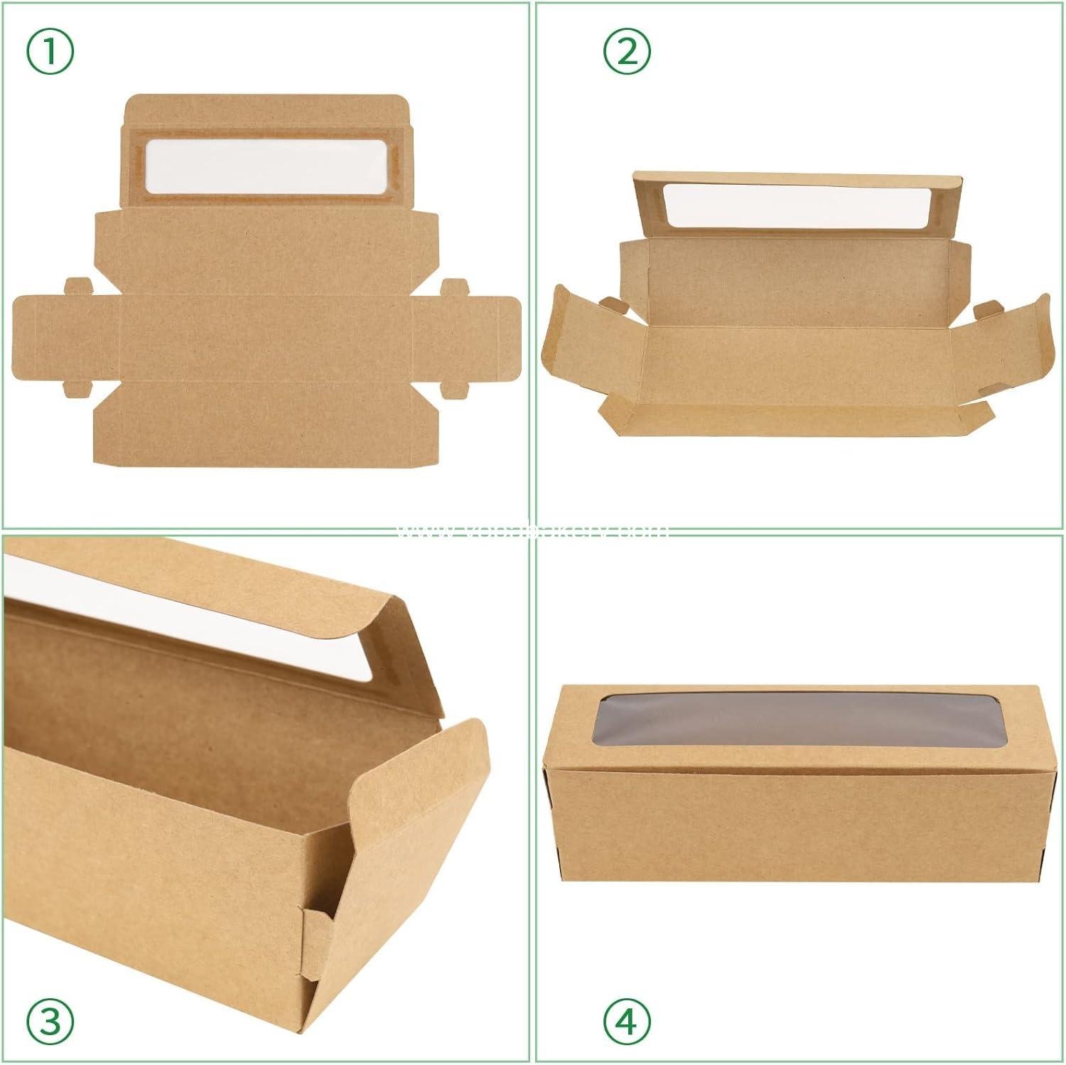 Wholesale 25 Pack Macaron Boxes for 5-7 Macarons, Brown Packaging with Ribbon for Candy Gift Giving - Manufacturer