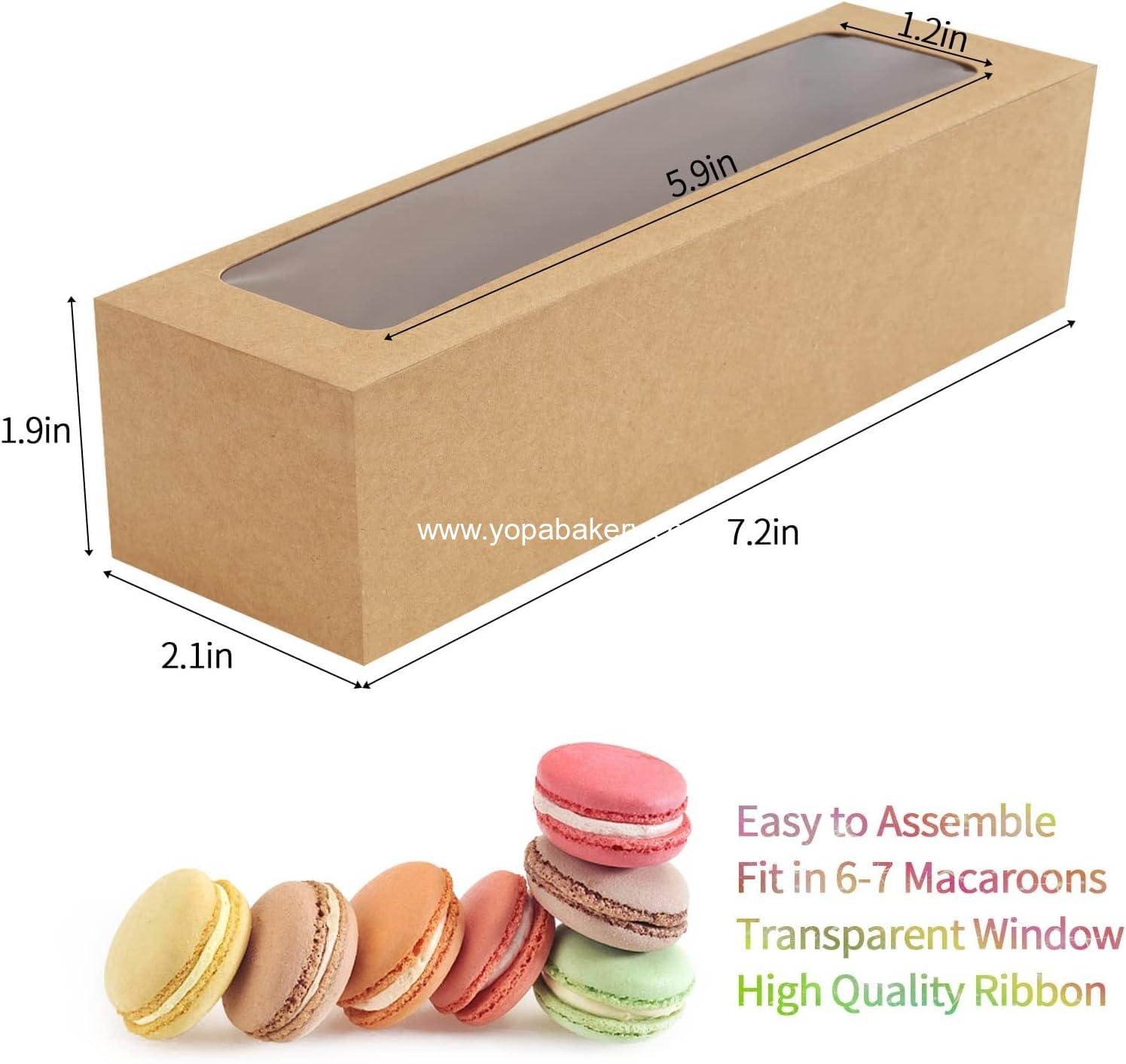 Wholesale 25 Pack Macaron Boxes for 5-7 Macarons, Brown Packaging with Ribbon for Candy Gift Giving - Manufacturer