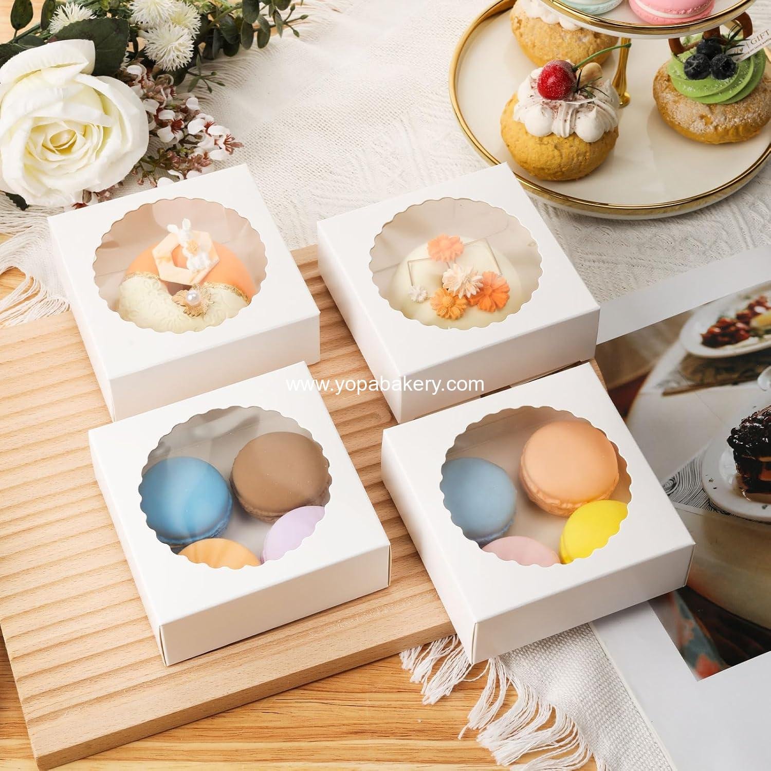 Wholesale 50Pcs Small Cookie Boxes with Window - 4.4x4.4x1.57 Inch Treat Boxes for Cookies, Donuts, Mini Desserts, Pies, Pastries, and Gifts - White Factory Wholesale 50Pcs Small Cookie Boxes with Window - 4.4x4.4x1.57 Inch Treat Boxes for Cookies, Donuts, Mini Desserts, Pies, Pastries, and Gifts - White Factory