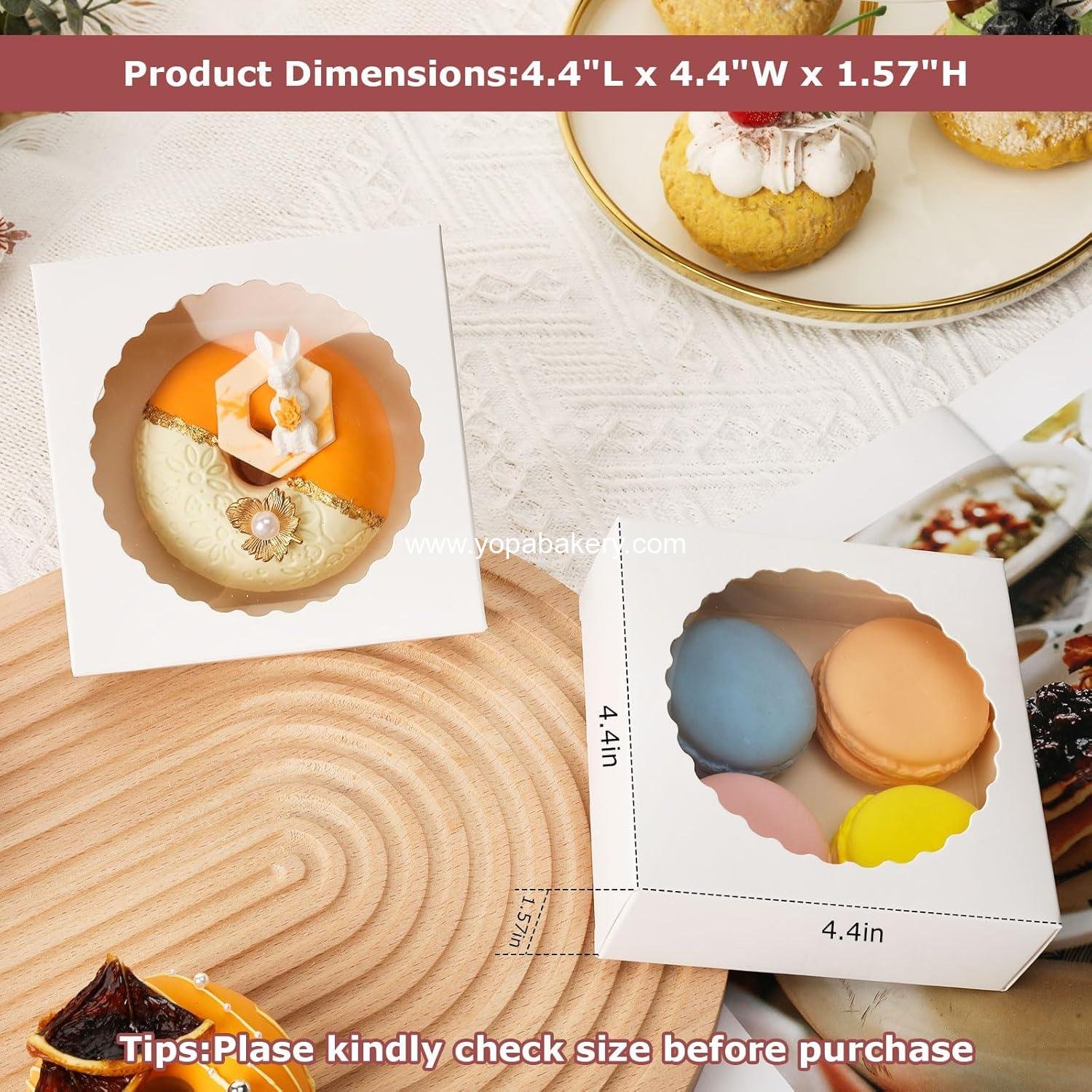 Wholesale 50Pcs Small Cookie Boxes with Window - 4.4x4.4x1.57 Inch Treat Boxes for Cookies, Donuts, Mini Desserts, Pies, Pastries, and Gifts - White Factory Wholesale 50Pcs Small Cookie Boxes with Window - 4.4x4.4x1.57 Inch Treat Boxes for Cookies, Donuts, Mini Desserts, Pies, Pastries, and Gifts - White Factory
