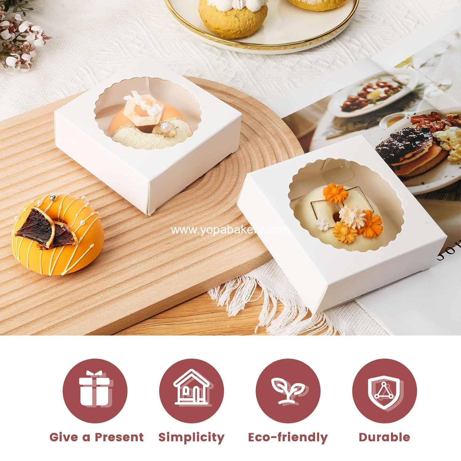 Wholesale 50Pcs Small Cookie Boxes with Window - 4.4x4.4x1.57 Inch Treat Boxes for Cookies, Donuts, Mini Desserts, Pies, Pastries, and Gifts - White Factory Wholesale 50Pcs Small Cookie Boxes with Window - 4.4x4.4x1.57 Inch Treat Boxes for Cookies, Donuts, Mini Desserts, Pies, Pastries, and Gifts - White Factory