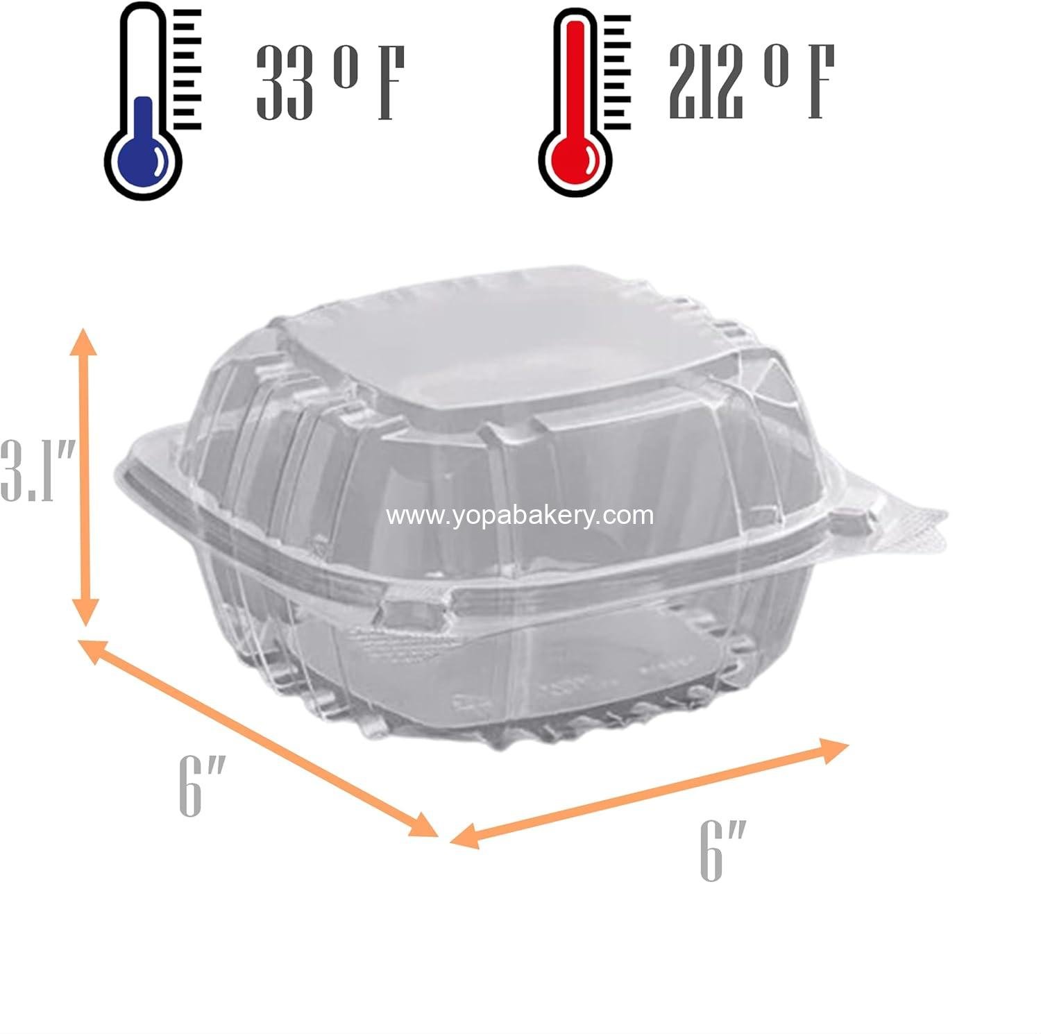 Wholesale Clear Disposable Clamshell Containers - Leak-Resistant, Durable for Delivery, Ideal for Cakes, Salads, Small Sandwiches, Personalizable (6