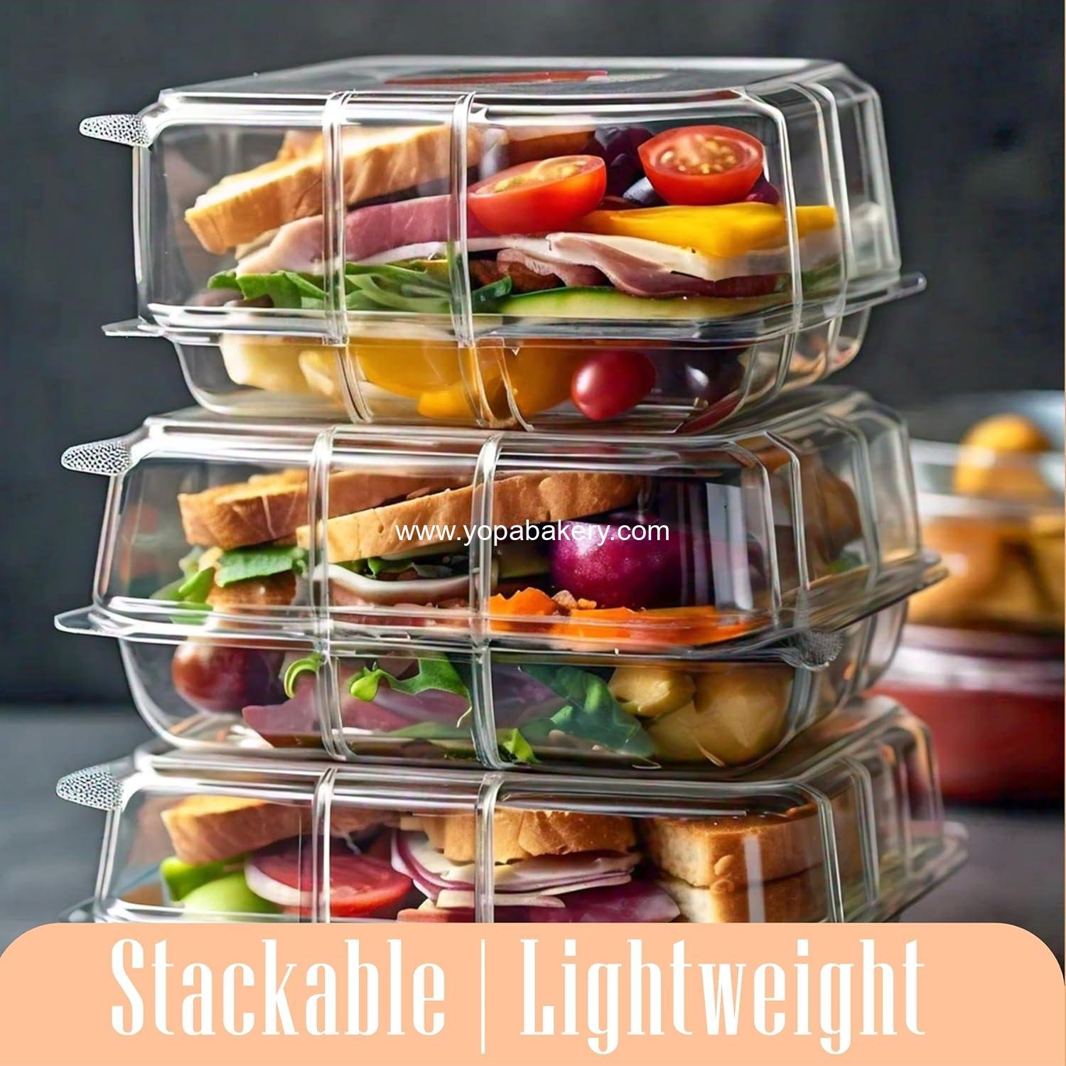Wholesale Clear Disposable Clamshell Containers - Leak-Resistant, Durable for Delivery, Ideal for Cakes, Salads, Small Sandwiches, Personalizable (6