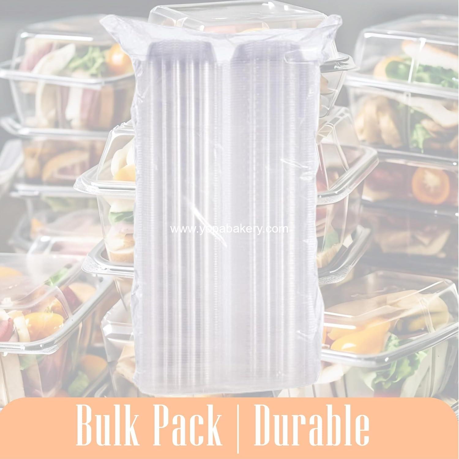 Wholesale Clear Disposable Clamshell Containers - Leak-Resistant, Durable for Delivery, Ideal for Cakes, Salads, Small Sandwiches, Personalizable (6