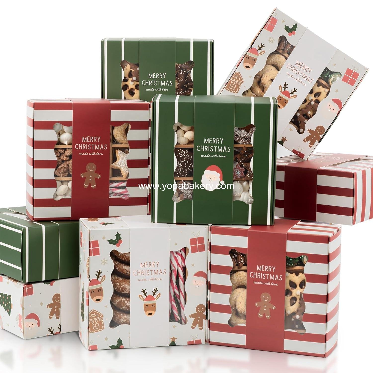 Beautiful Christmas Cookie Boxes Set Of 9 - Cute Containers Are Perfect To Share Delicious Homemade Cookies, Candy Or Cupcakes With Friends & Family - Sturdy Tins With Lids For Holiday Gift Giving