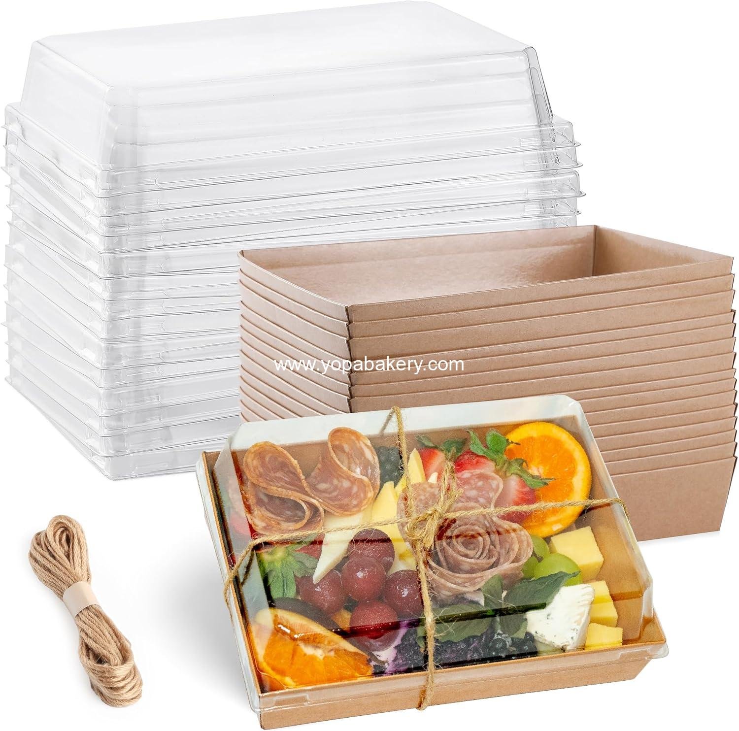 Wholesale 25 Pack 7x5 Charcuterie Boxes with Clear Lids - Individual To Go Paper Containers for Desserts, Cookies, and Charcuterie Accessories - Factory
