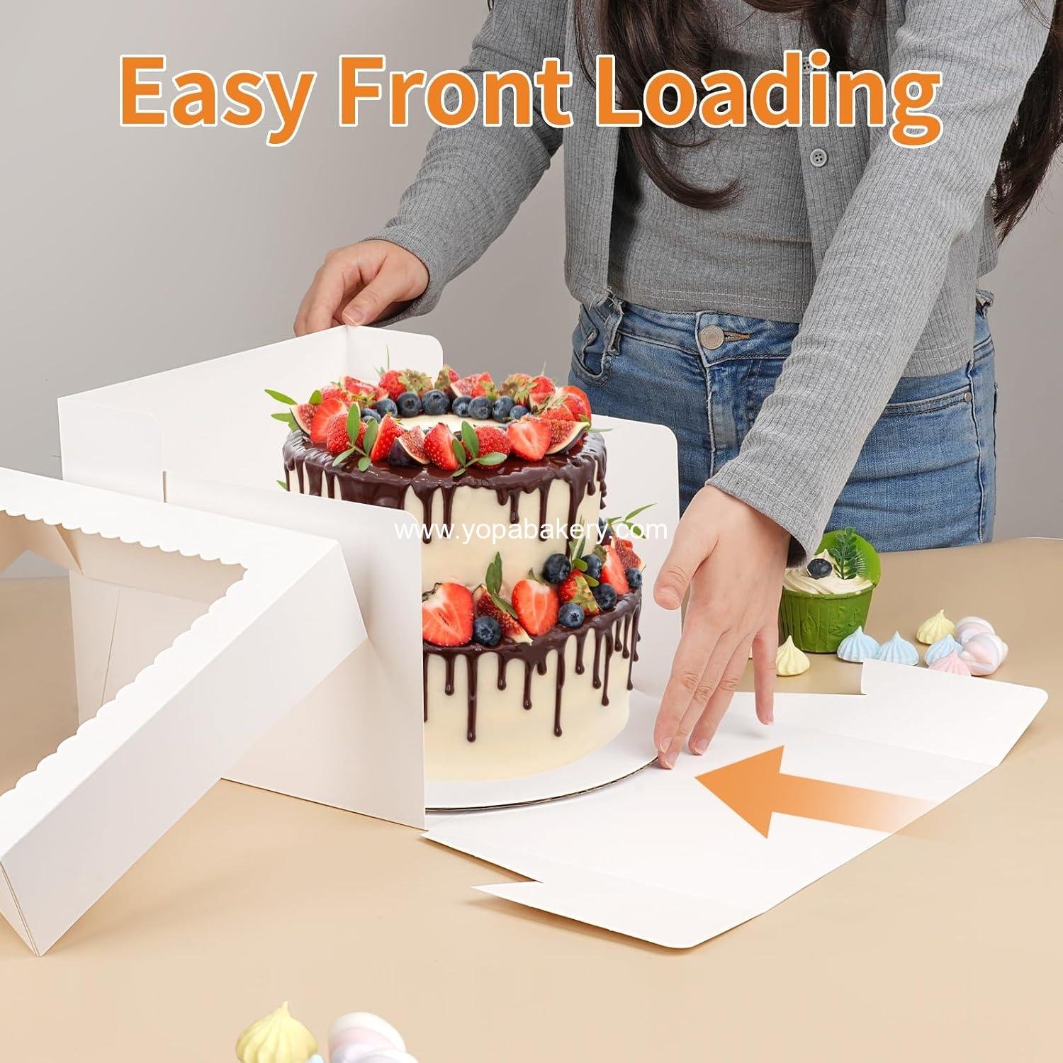 Wholesale 10 Inch Cake Box with Cake Boards - 2 Pack Disposable Cake Carrier for Cookies, Pies, Cupcakes, Pastries (10×10×8 Inches) with Window - Factory
