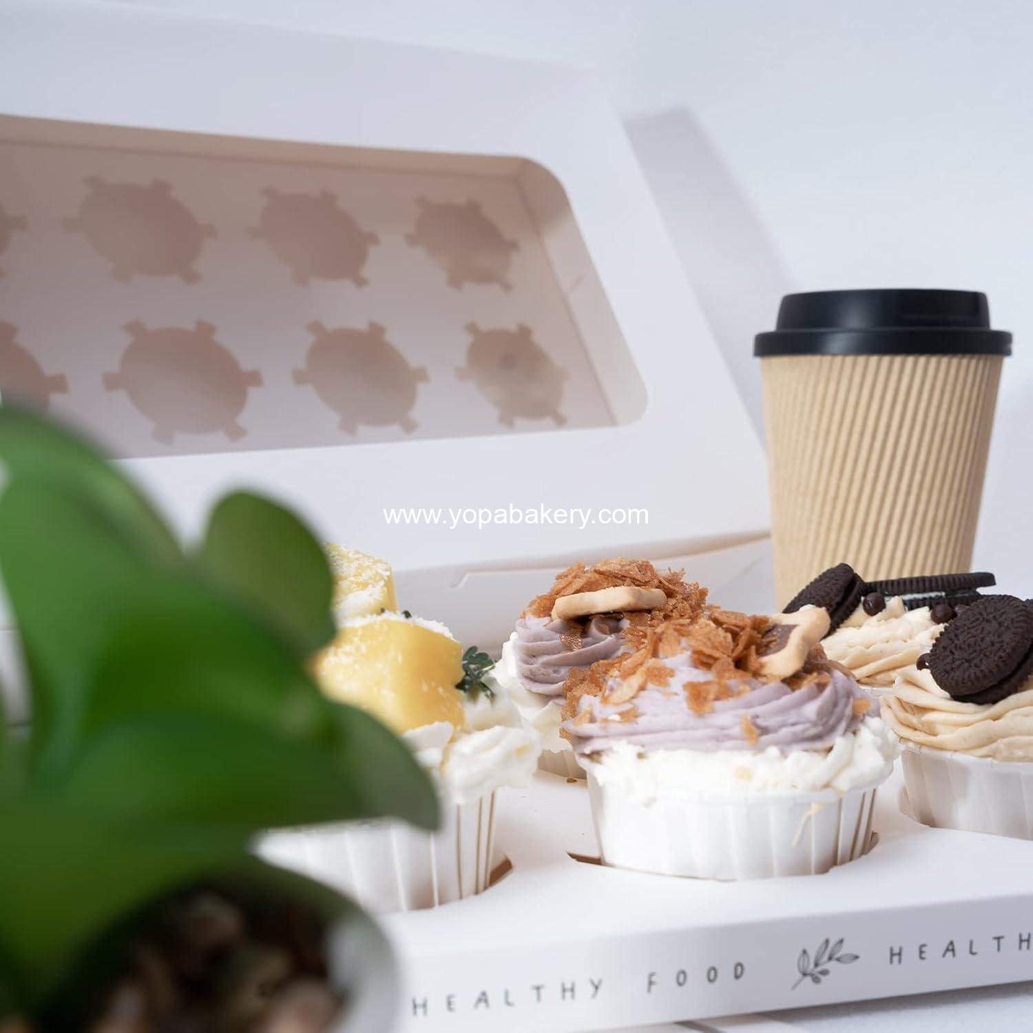 Wholesale Cupcake Boxes, 50 Packs, 9.4x6.1x3.14 Inches, White Containers with Clear Window, Six Treat Holder for Pastries and Cookies, Bakery Boxes, Factory