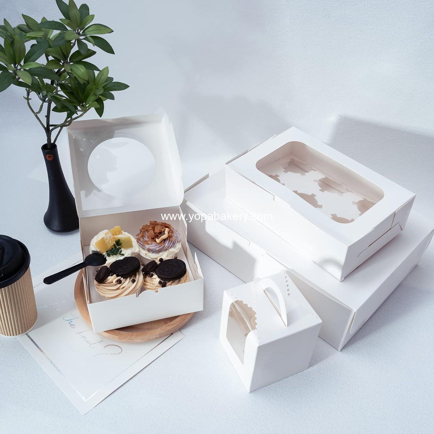 Wholesale Cupcake Boxes, 50 Packs, 9.4x6.1x3.14 Inches, White Containers with Clear Window, Six Treat Holder for Pastries and Cookies, Bakery Boxes, Factory